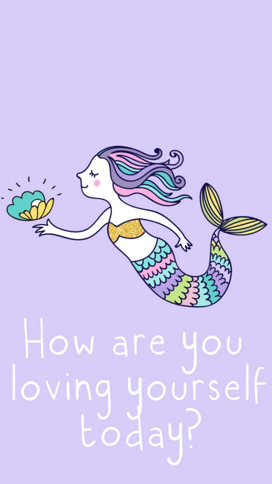 self care, cartoon mermaid, rainbow hair, HD Phone Wallpaper