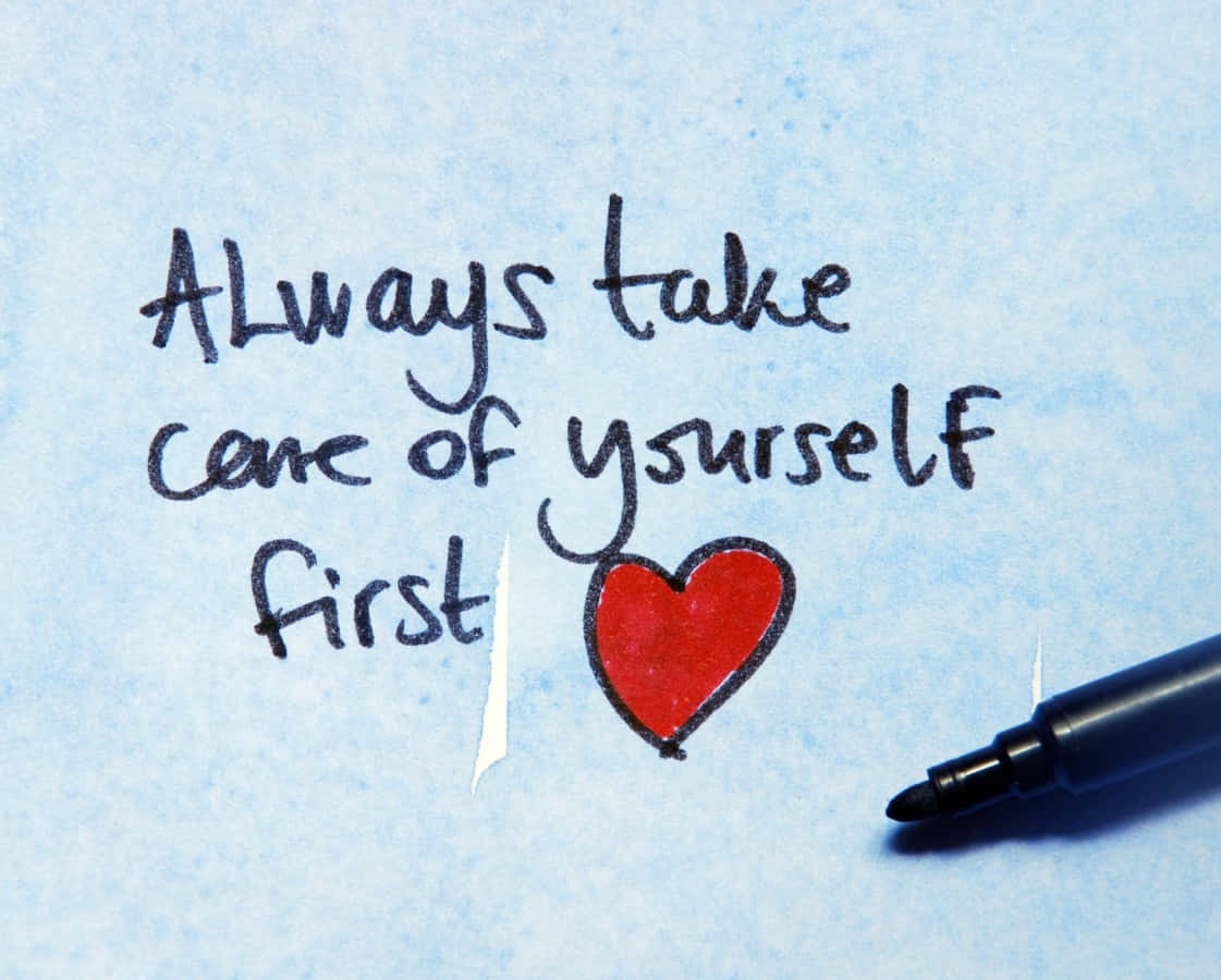 blue paper, red heart, black marker, SD Desktop Wallpaper