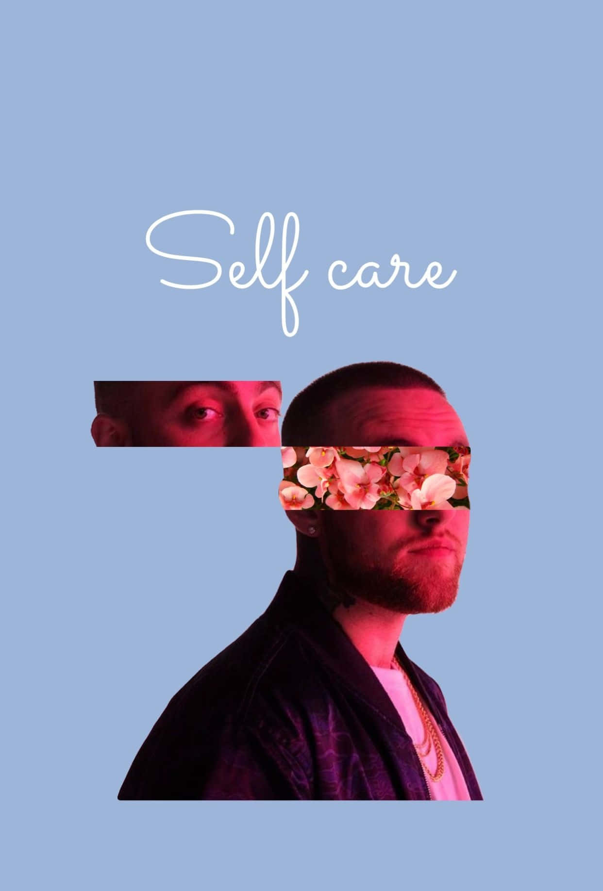 Self care, floral pattern, soft blue background, HD Phone Wallpaper