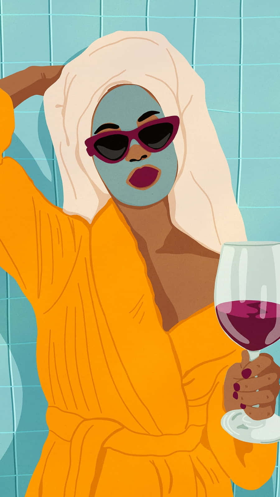 yellow robe, white towel, red wine, HD Phone Wallpaper