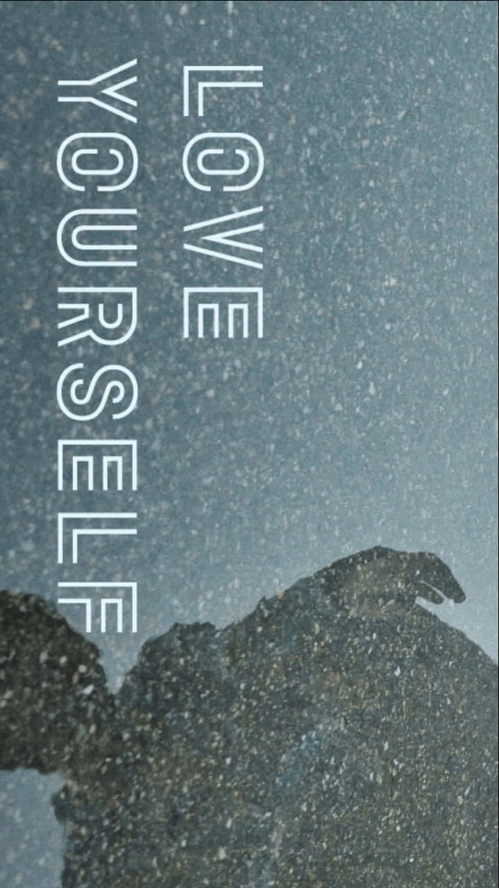 love yourself, snowy mountain silhouette, gray sky, HD Phone Wallpaper
