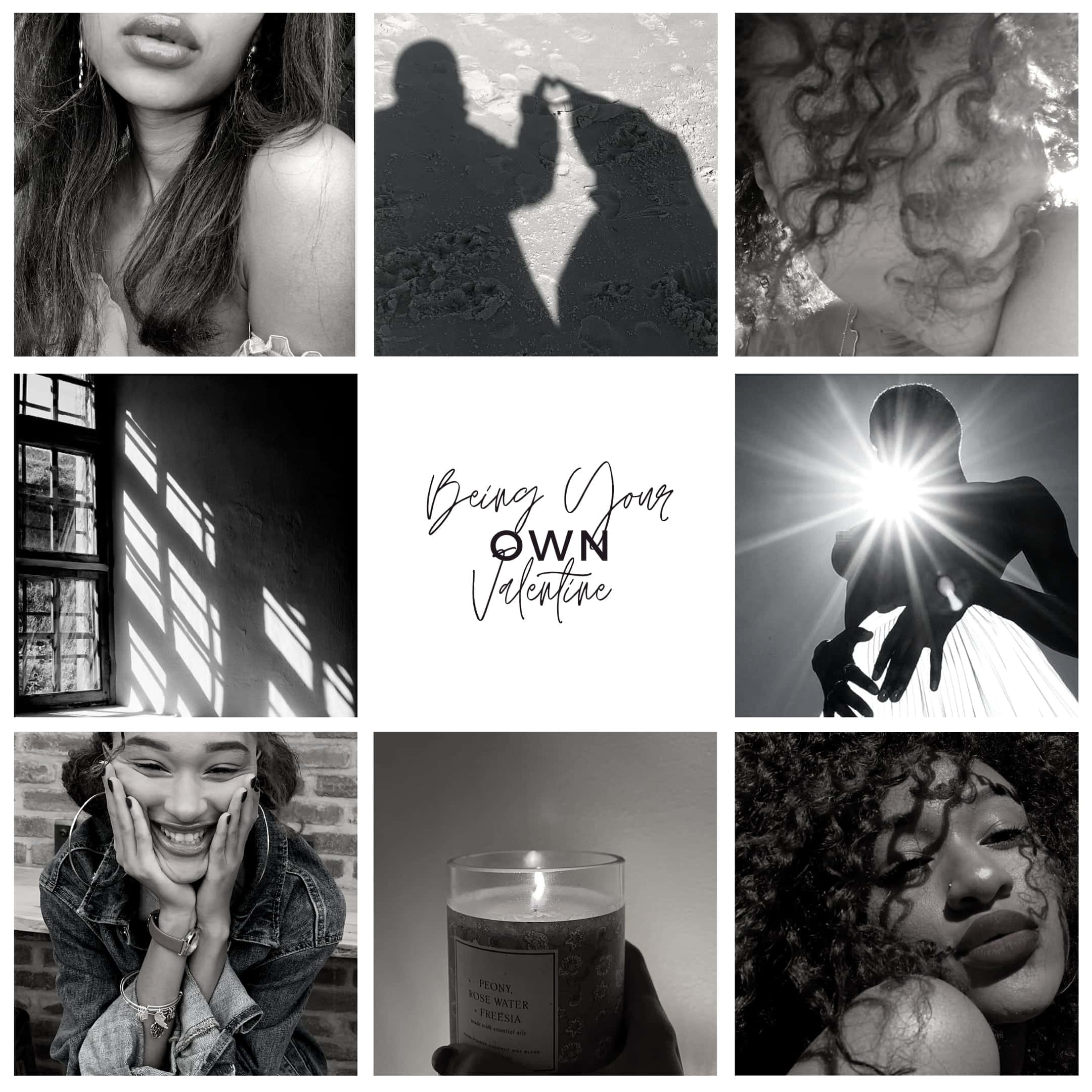 Self Love Aesthetic, black and white collage, intimate moments, Full HD Desktop Wallpaper