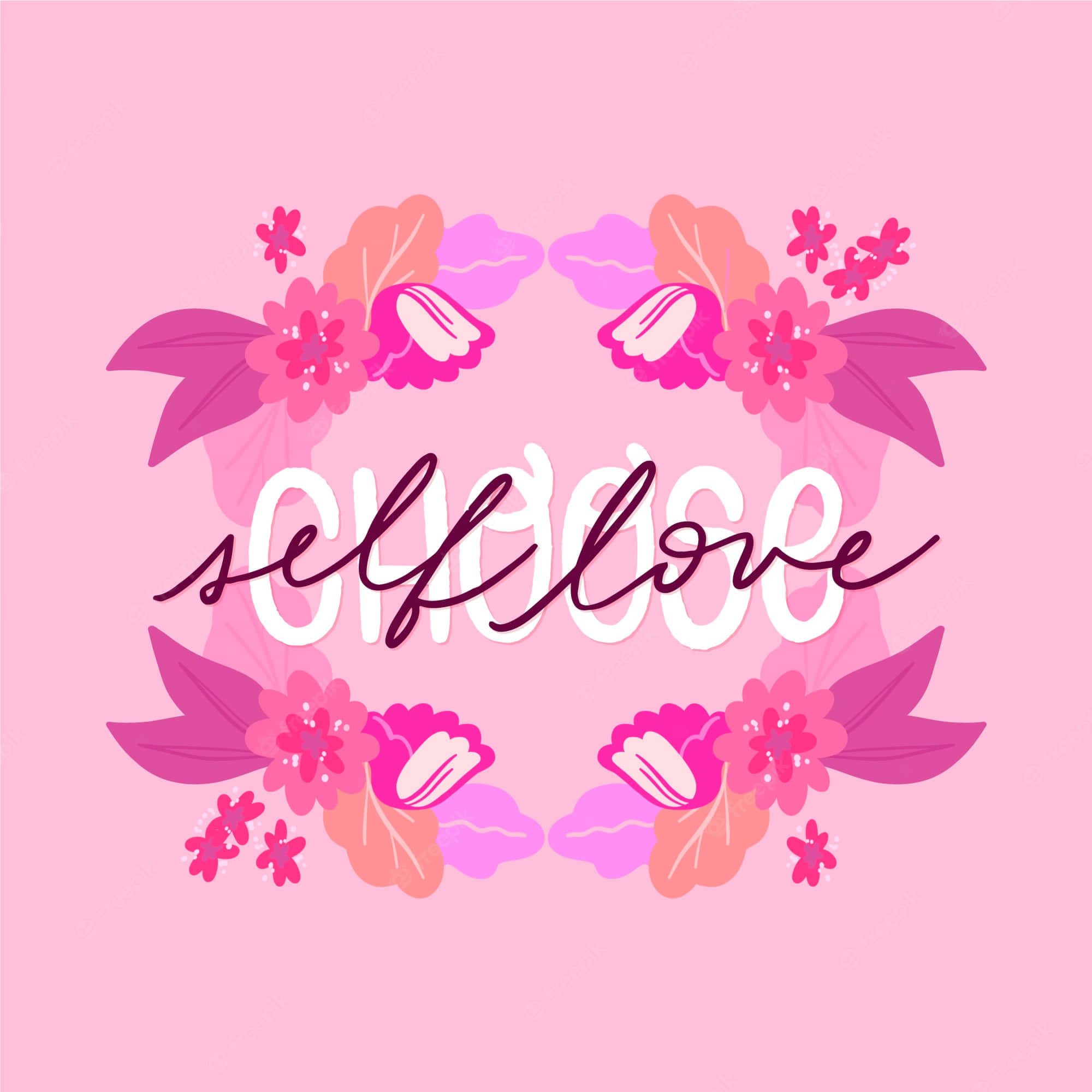 selflove, floral wreath, pink, Full HD Desktop Wallpaper