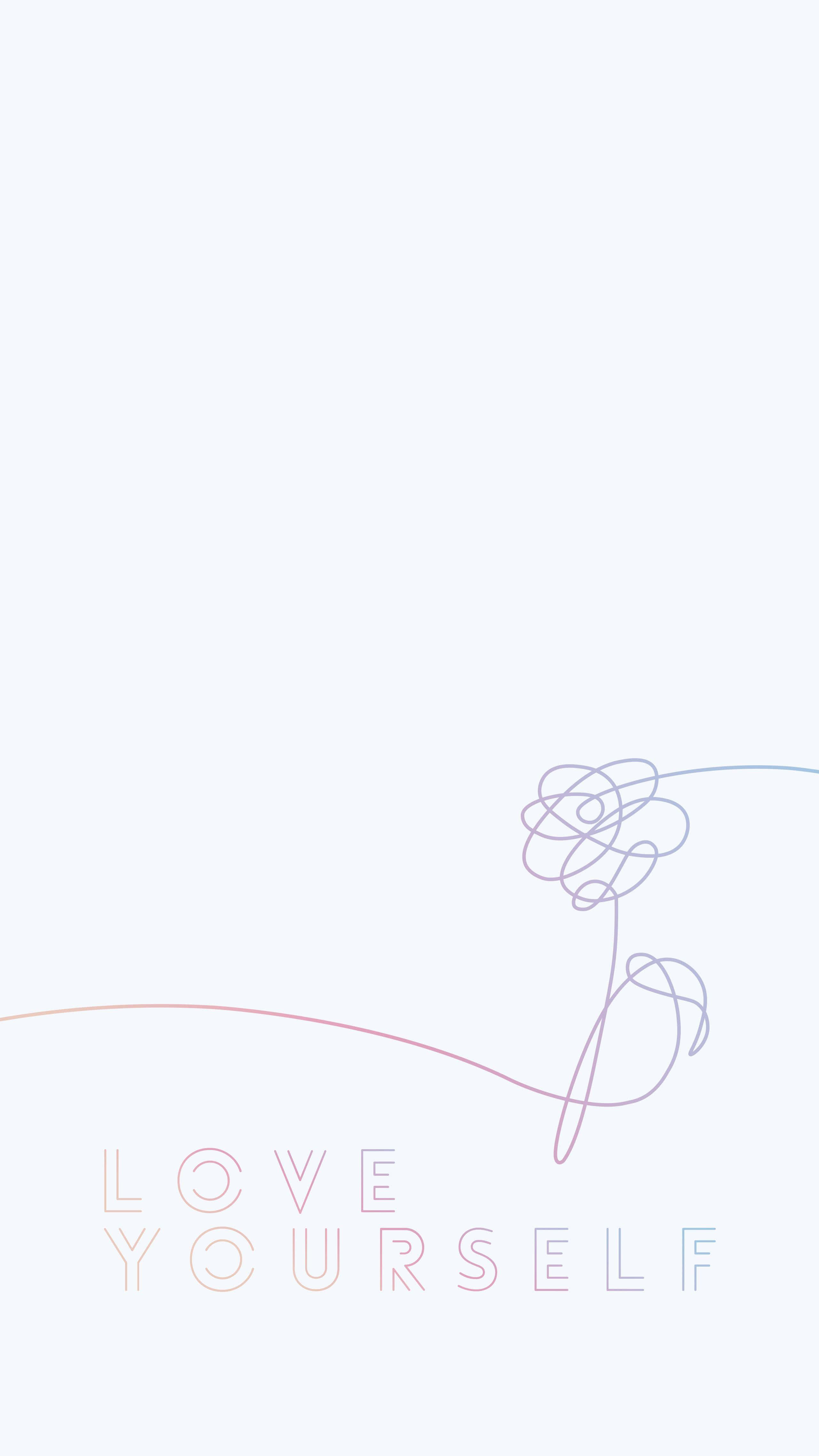 LOVE YOURSELF, minimalist line drawing, flower, 4K Phone Wallpaper