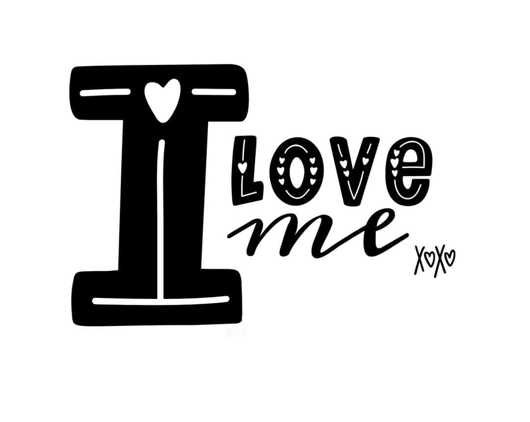 I love me, black typography, hearts, SD Desktop Wallpaper
