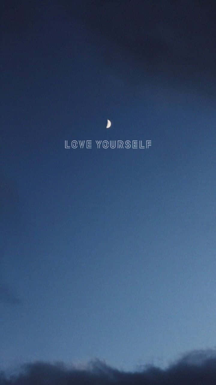 crescent moon, twilight sky, love yourself, HD Phone Wallpaper