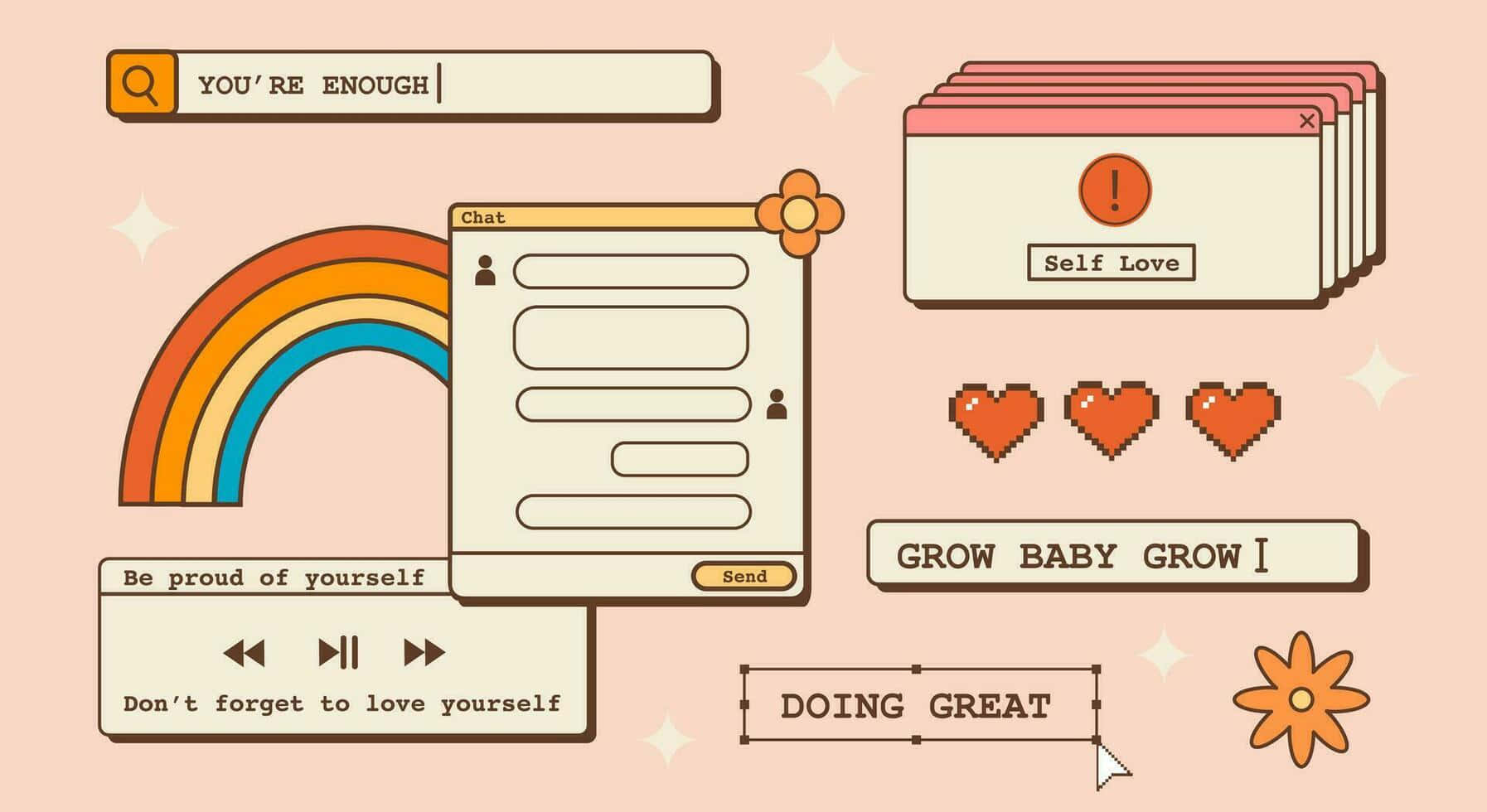 pastel pink, digital collage, retro UI elements, HD Desktop Wallpaper