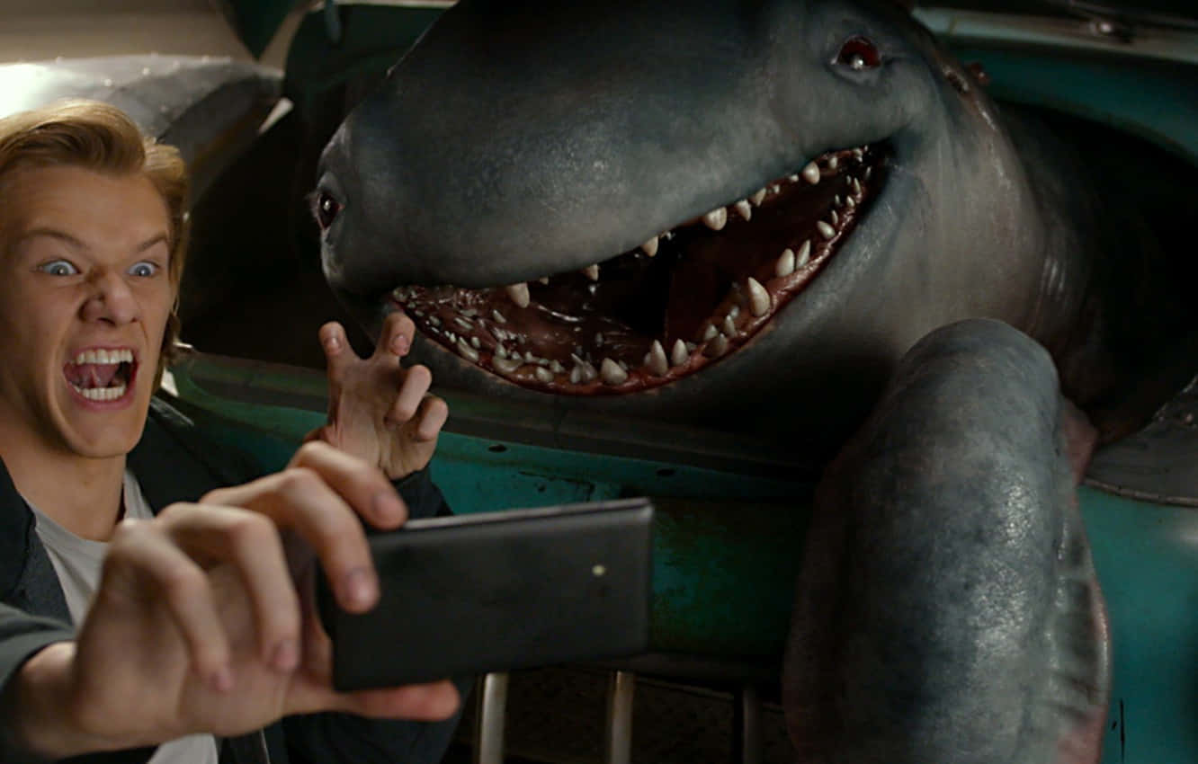 Selfie Man, monster trucks, animatronic shark, HD Desktop Wallpaper