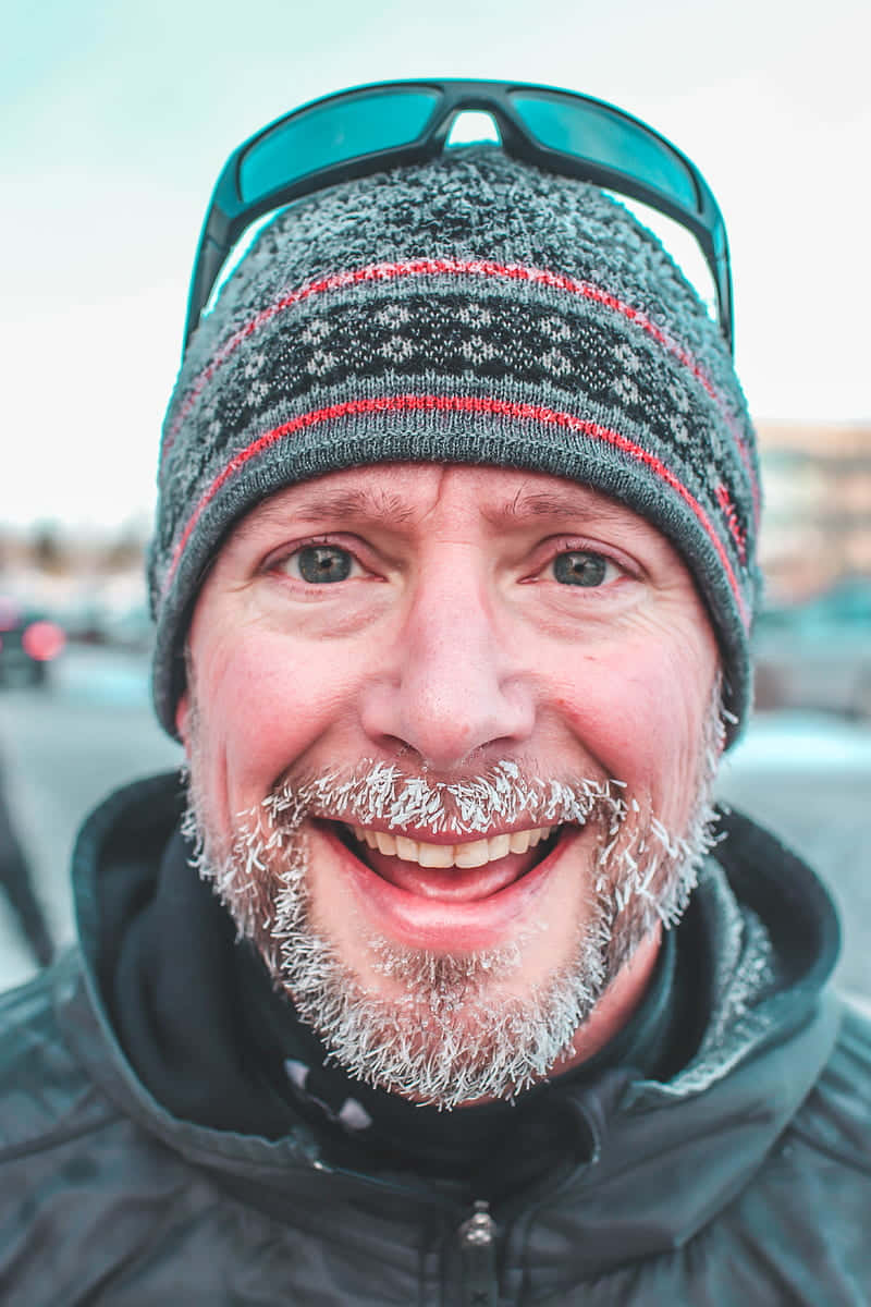 grey bearded selfie man, frost-covered beard, sunglasses, SD Phone Wallpaper