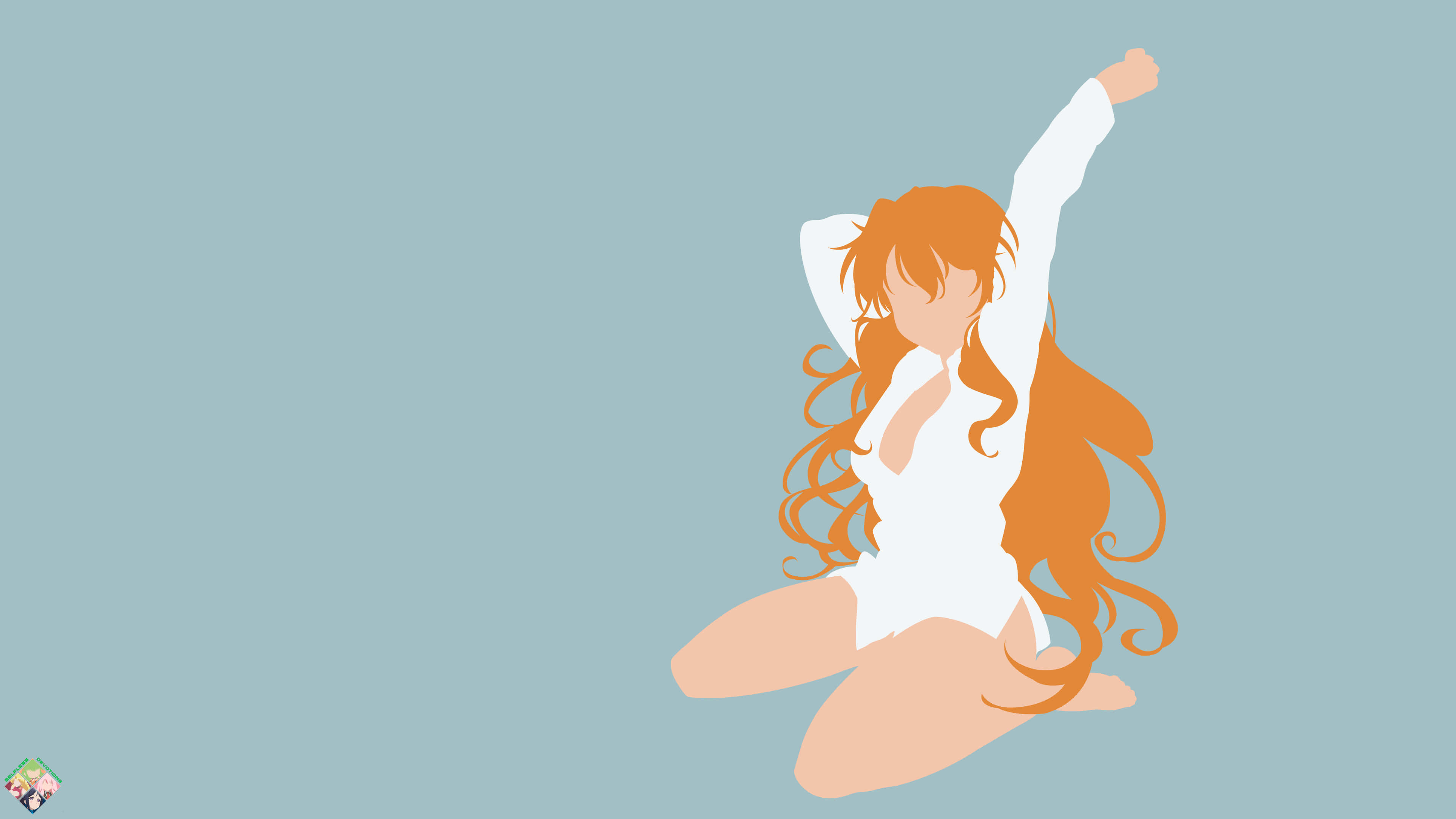 Selfless Girlfriend, anime girl, long orange hair, 4K Desktop Wallpaper