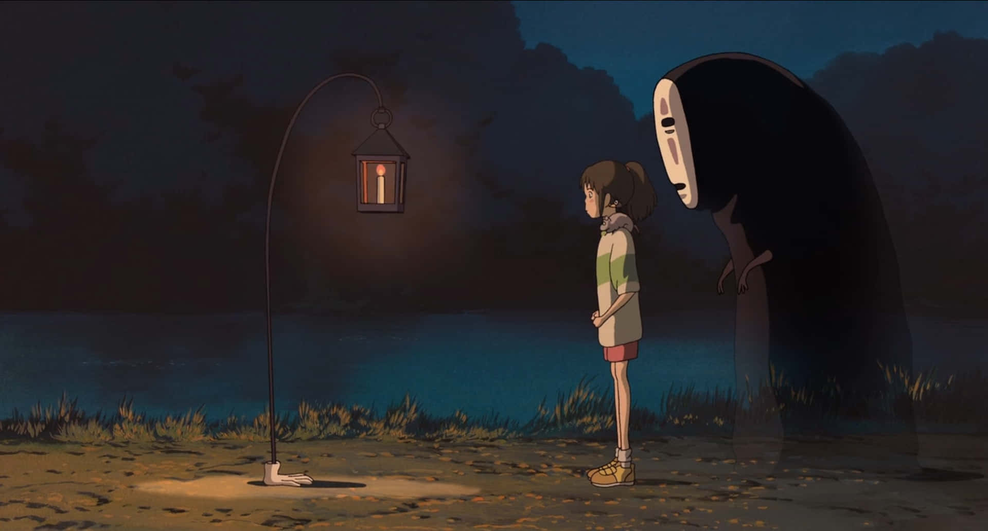 Sen To Chihiro No Kamikakushi, walking lamp post, glowing lantern, Full HD Desktop Wallpaper