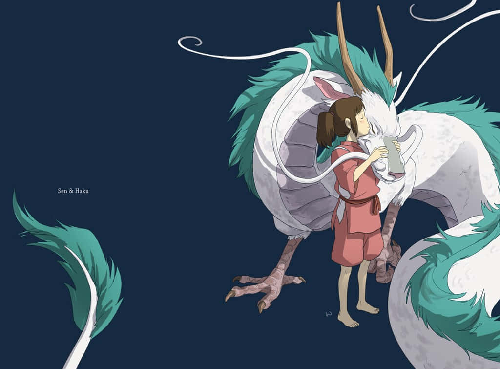 Chihiro, dragon, pink robes, SD Desktop Wallpaper
