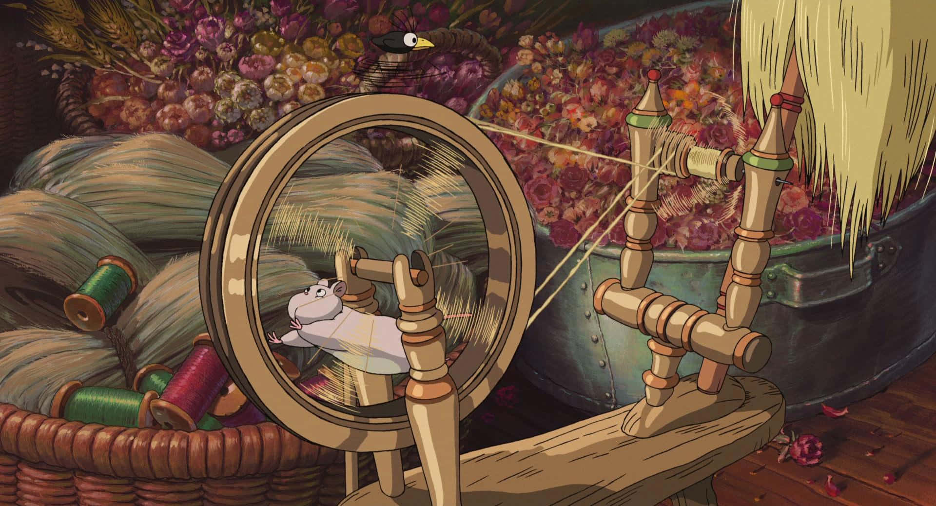 Sen To Chihiro No Kamikakushi, white mouse, wooden wheel, Full HD Desktop Wallpaper