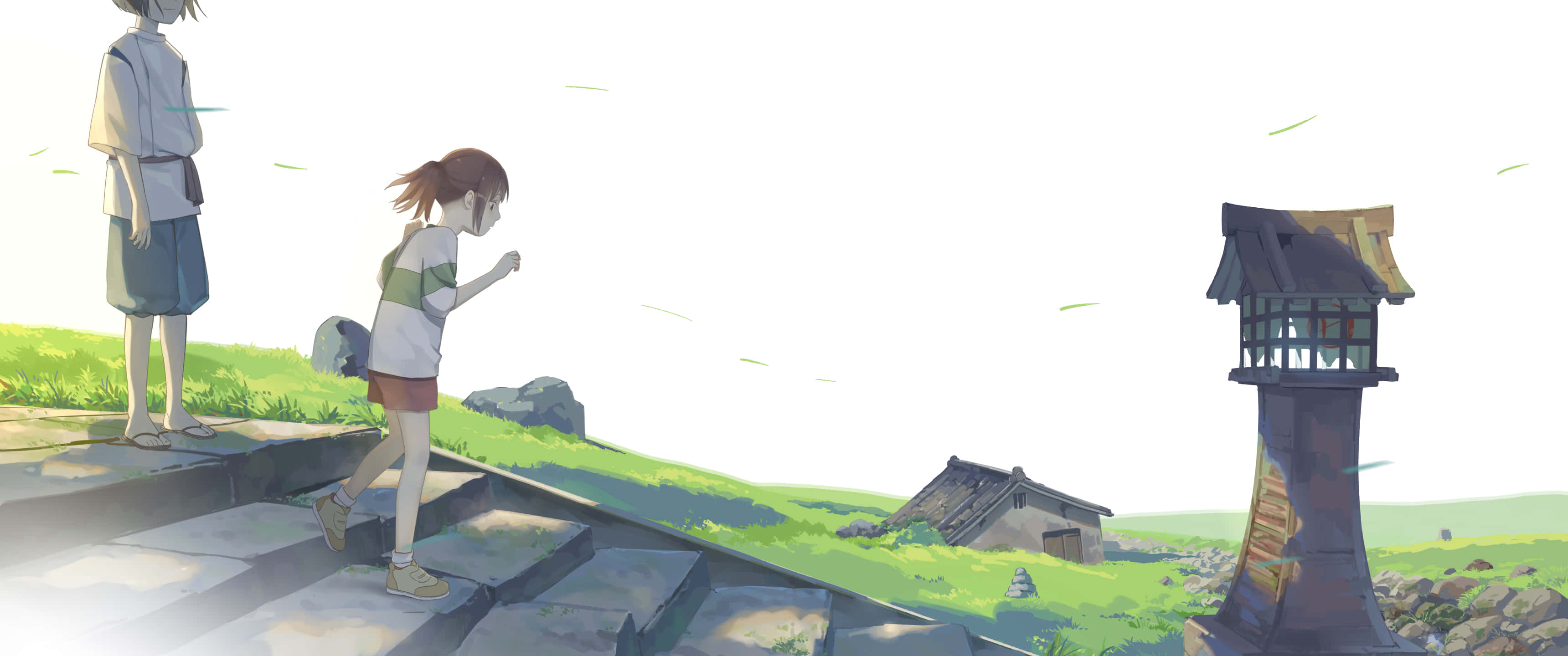 Sen To Chihiro No Kamikakushi, stone steps, wooden tower, 2K Desktop Wallpaper
