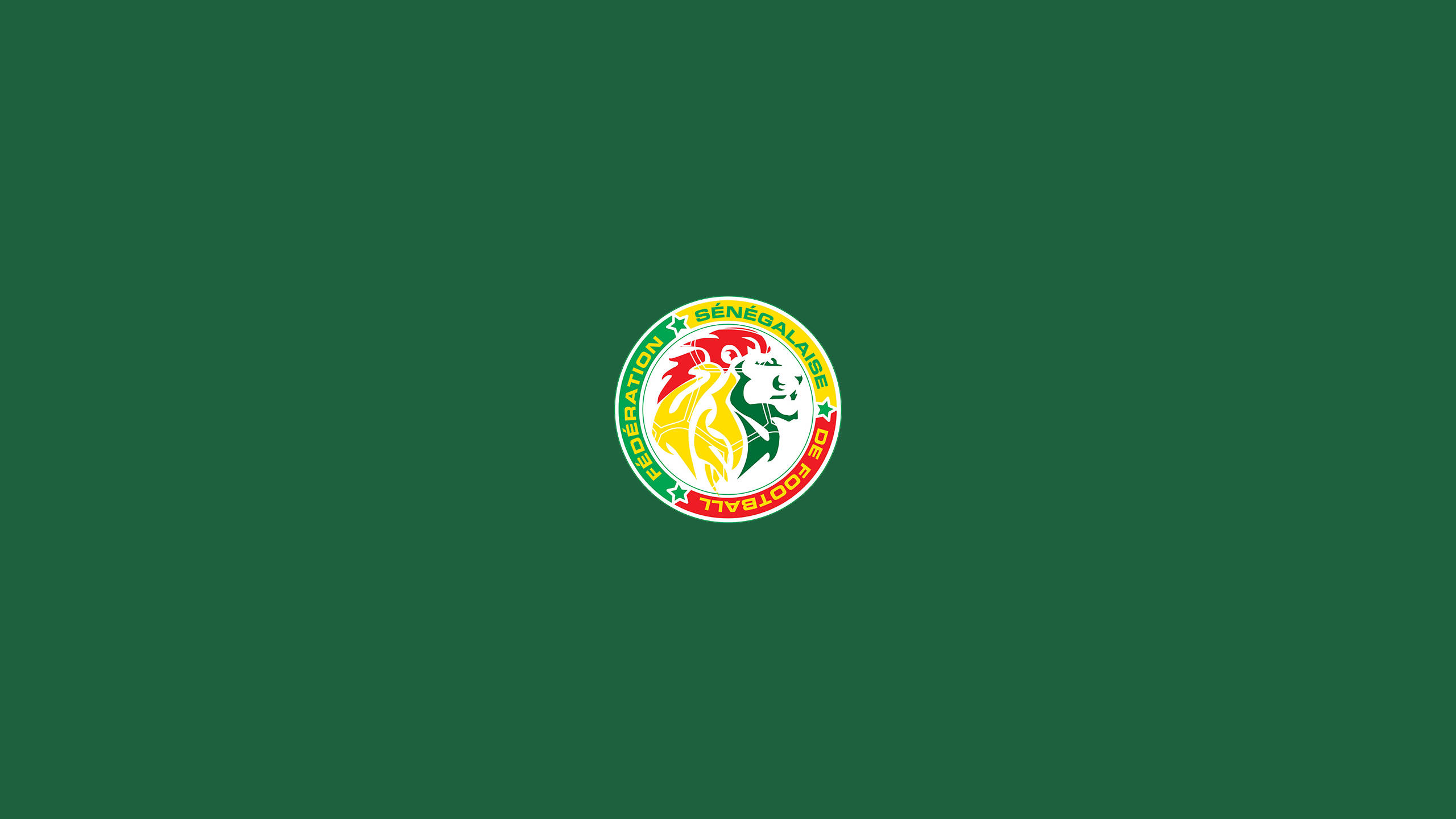 Senegal National Football Team, lion logo, red yellow and green, 2K Desktop Wallpaper