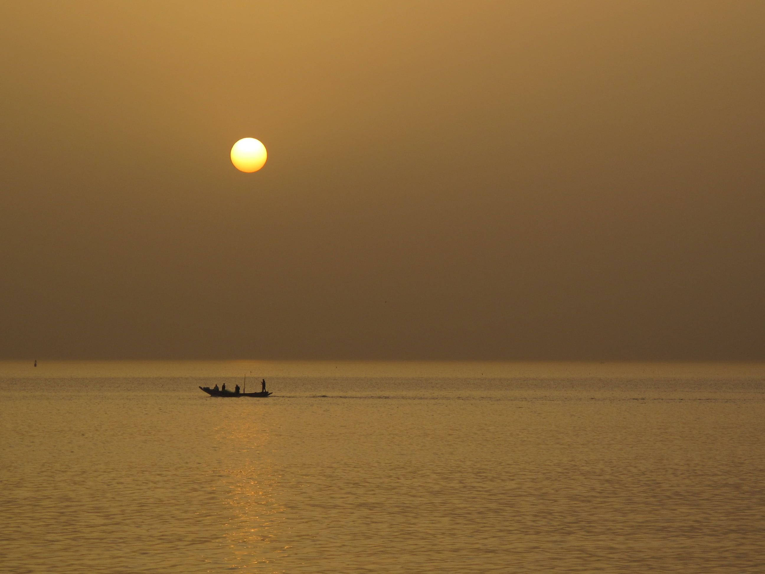 Senegal, golden sun coast, calm golden lake, 2K Desktop Wallpaper