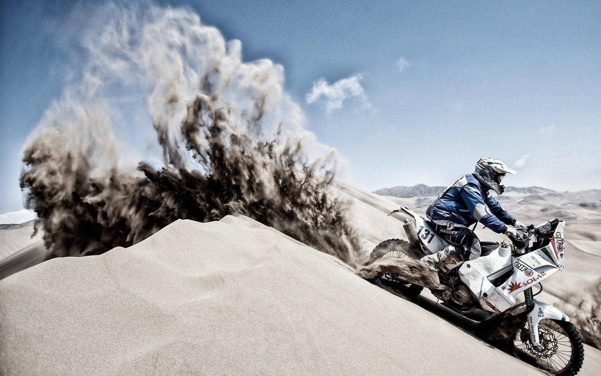 Senegal, sand dunes, motorcyclist, Full HD Desktop Wallpaper