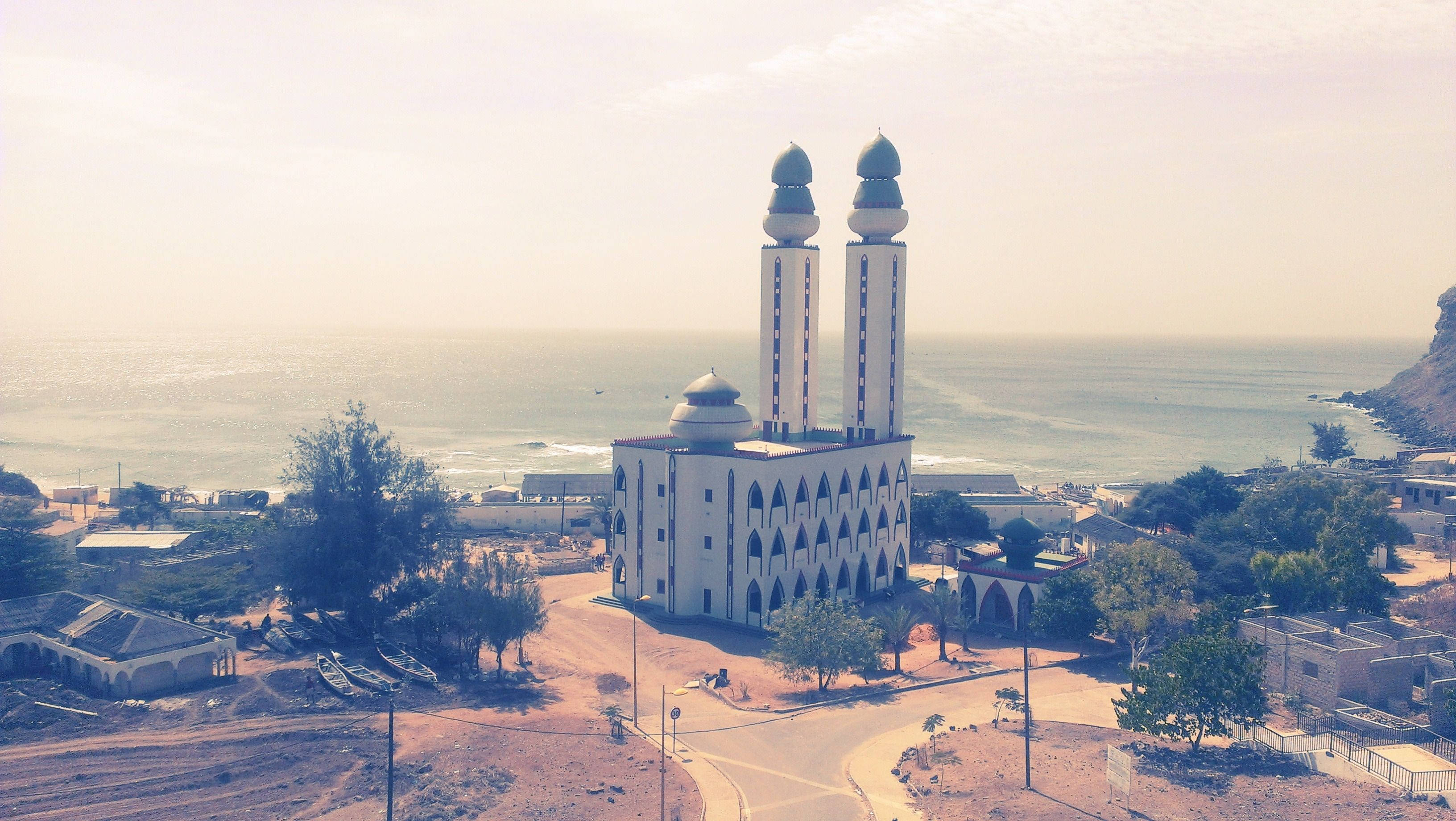 Senegal, mosque of the divinity, twin minarets, 2K Desktop Wallpaper