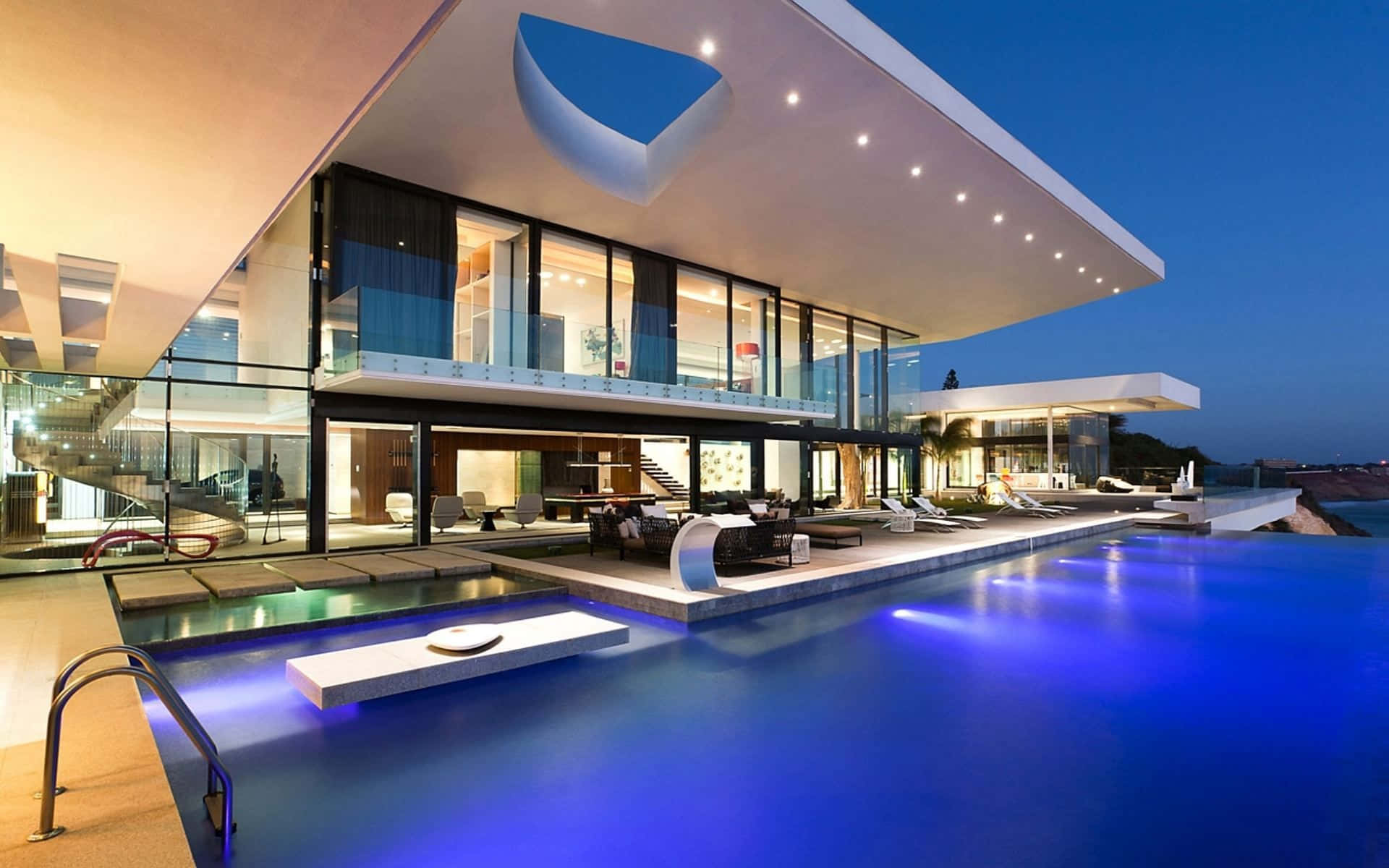 futuristic luxury house, Senegal, twilight, Full HD Desktop Wallpaper
