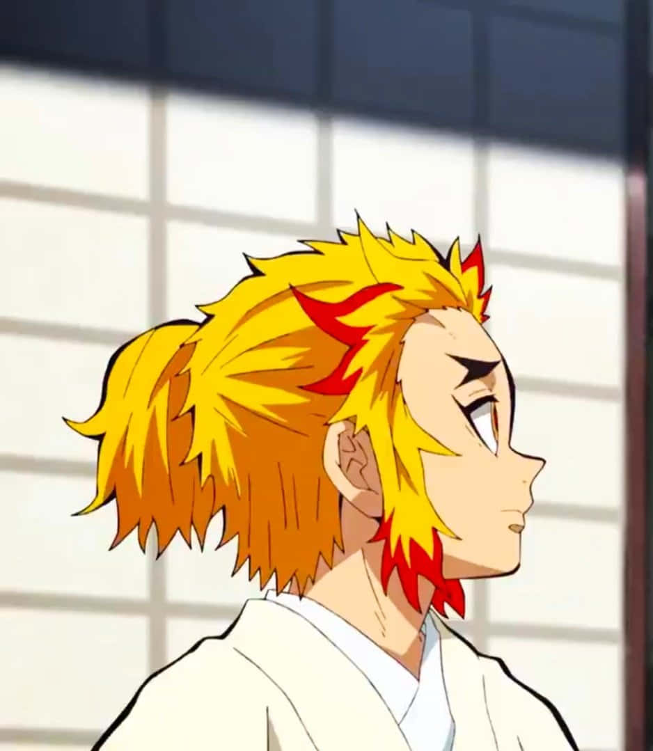 Senjuro Rengoku, spiky yellow and red hair, profile, SD Phone Wallpaper