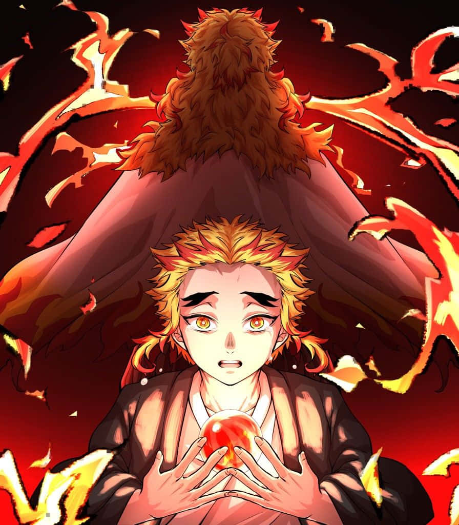 Senjuro Rengoku, flamesof fate, glowing red orb, SD Phone Wallpaper