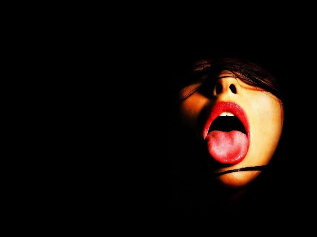 Sensual Mouth, lips parted, tongue out, SD Desktop Wallpaper