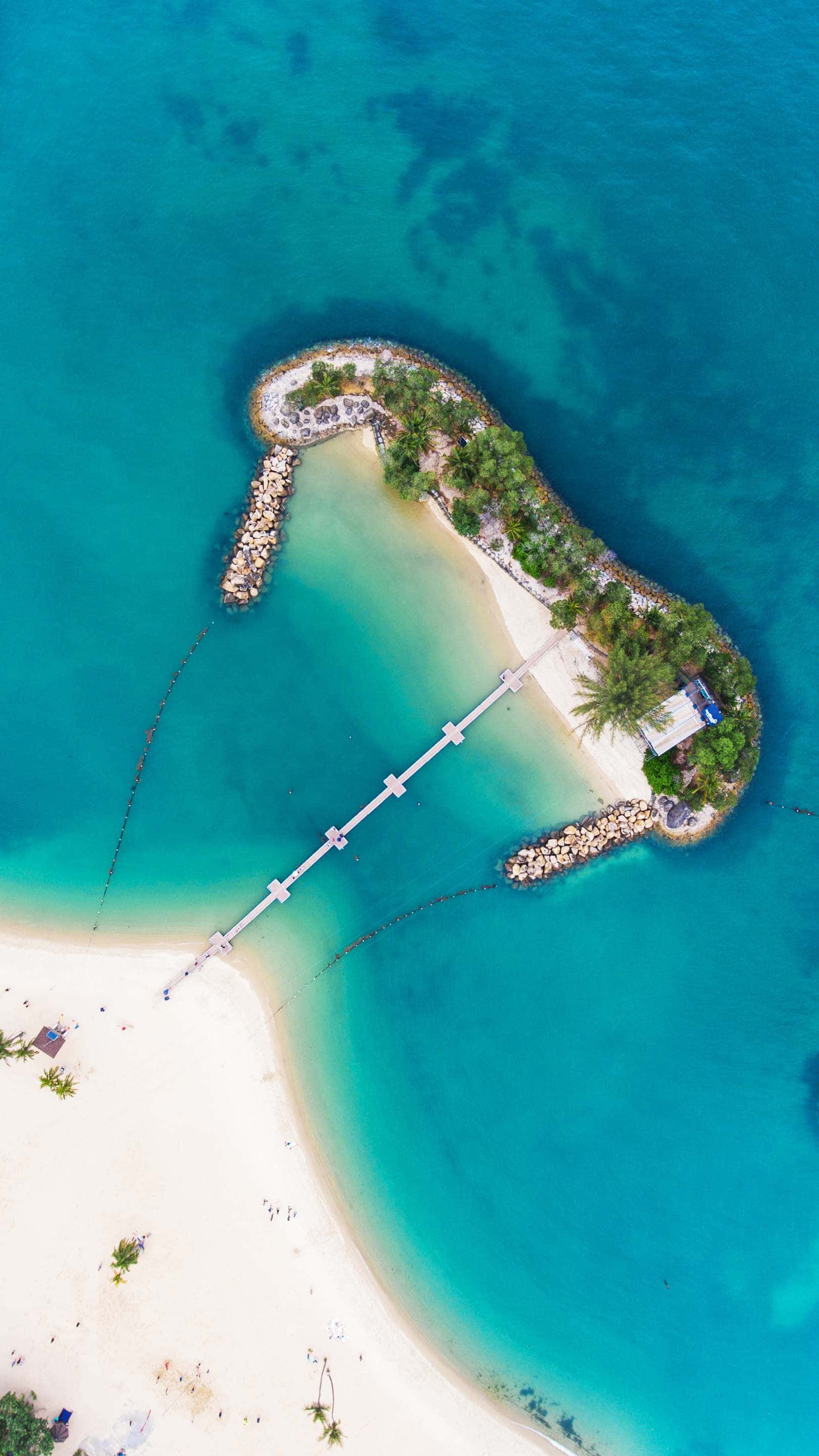 Sentosa Island, turquoise lagoon, long pier, 2K Phone Wallpaper