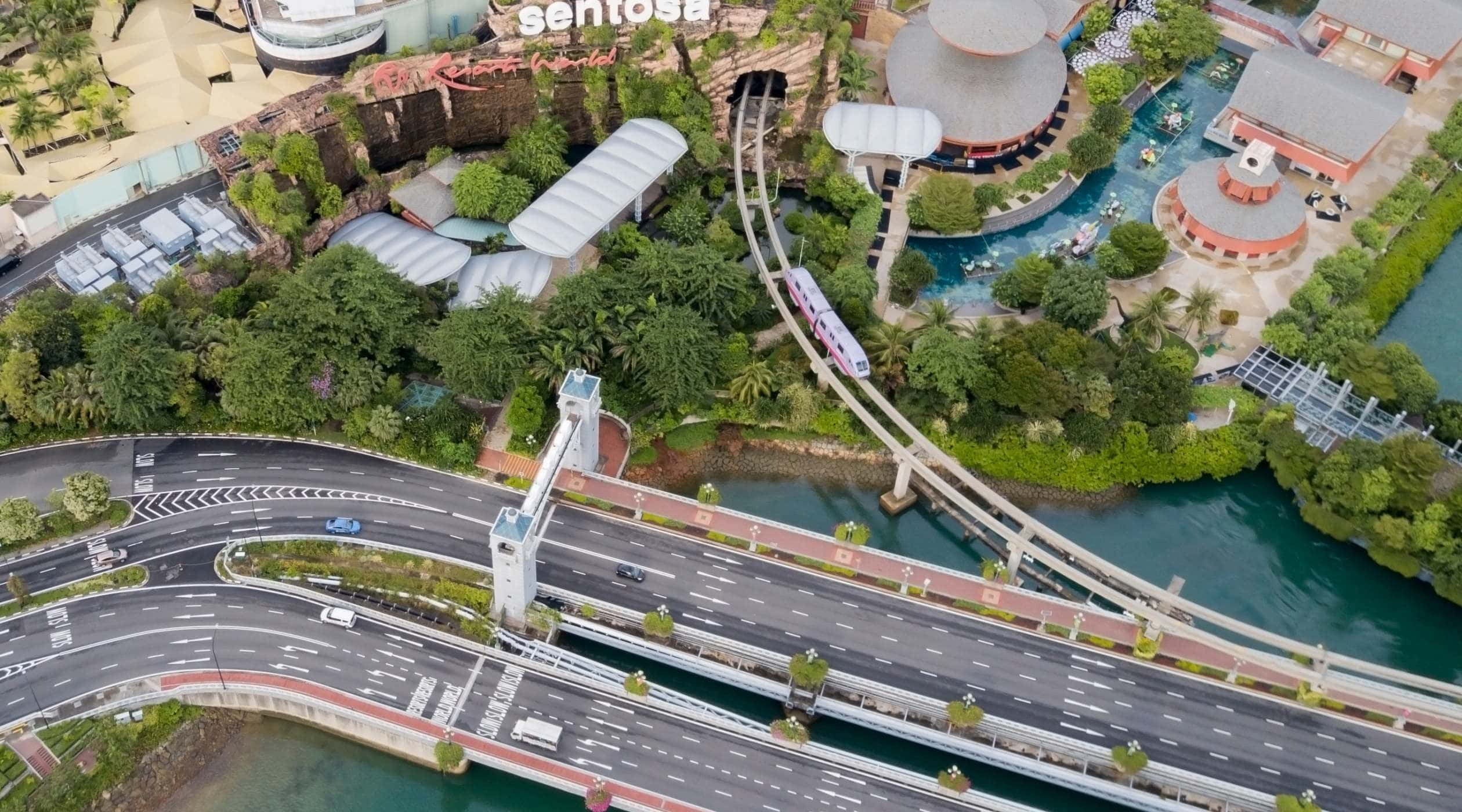 Sentosa Island, monorail, lush greenery, Full HD Desktop Wallpaper