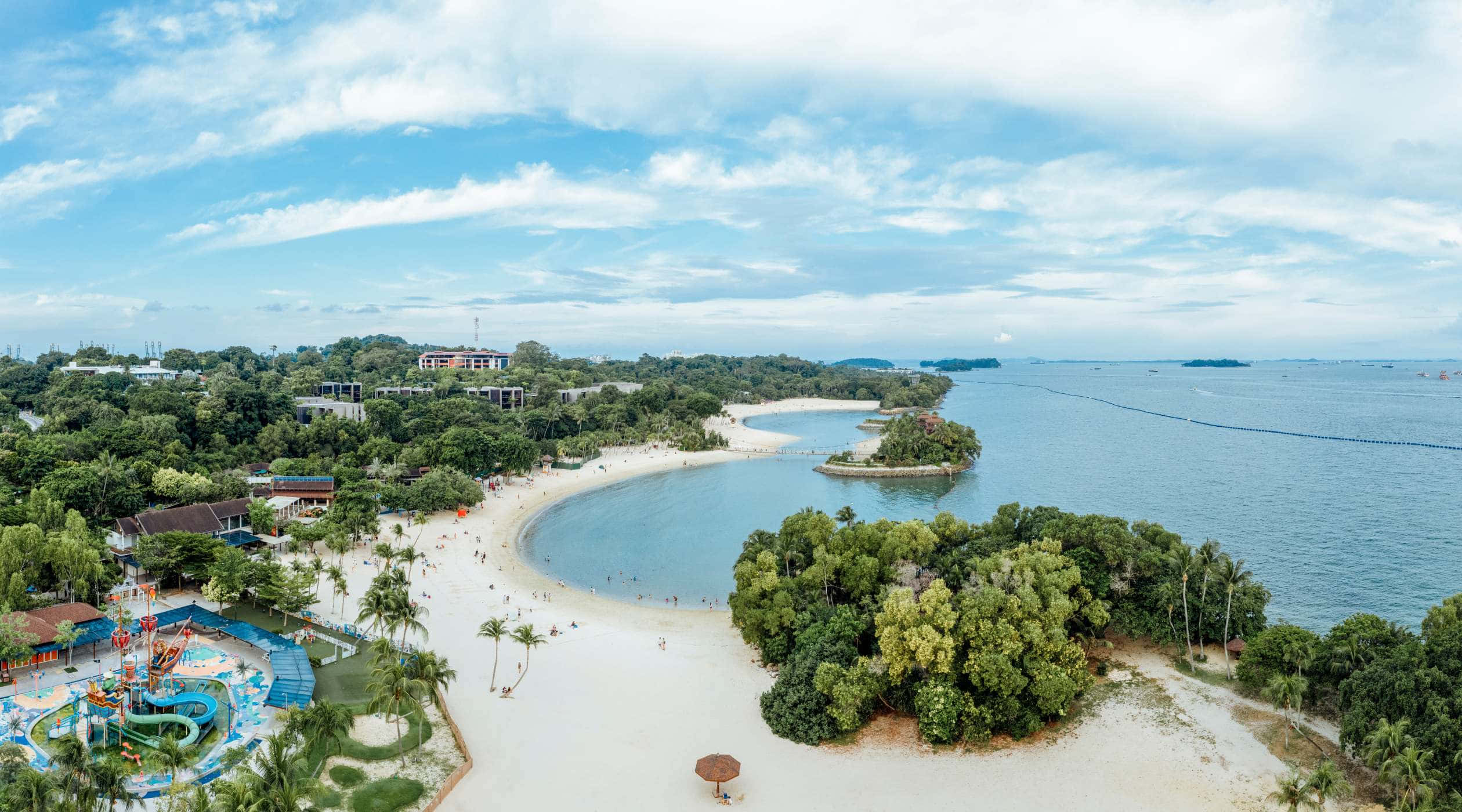 Sentosa Island, tropical beach resort, white sand, Full HD Desktop Wallpaper