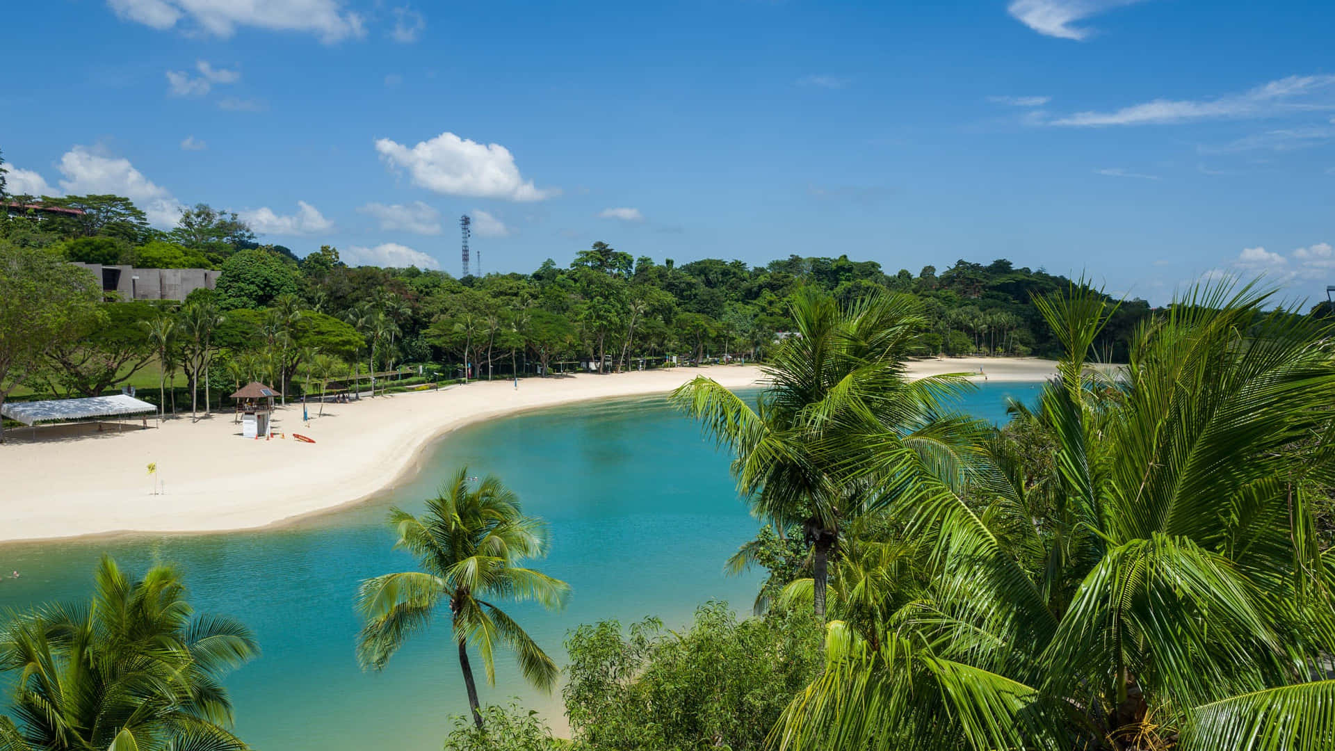 Sentosa Island, tropical beach, turquoise water, Full HD Desktop Wallpaper