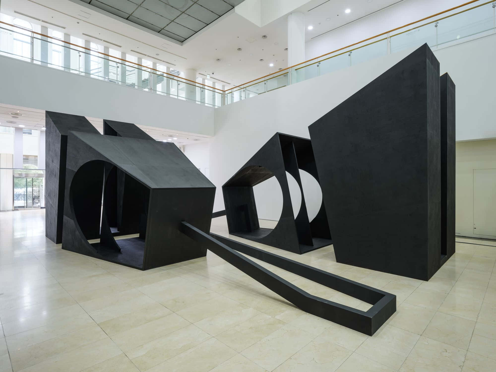 abstract black sculpture, Seoul Museum Of Art, geometric sculptures, Full HD Desktop Wallpaper