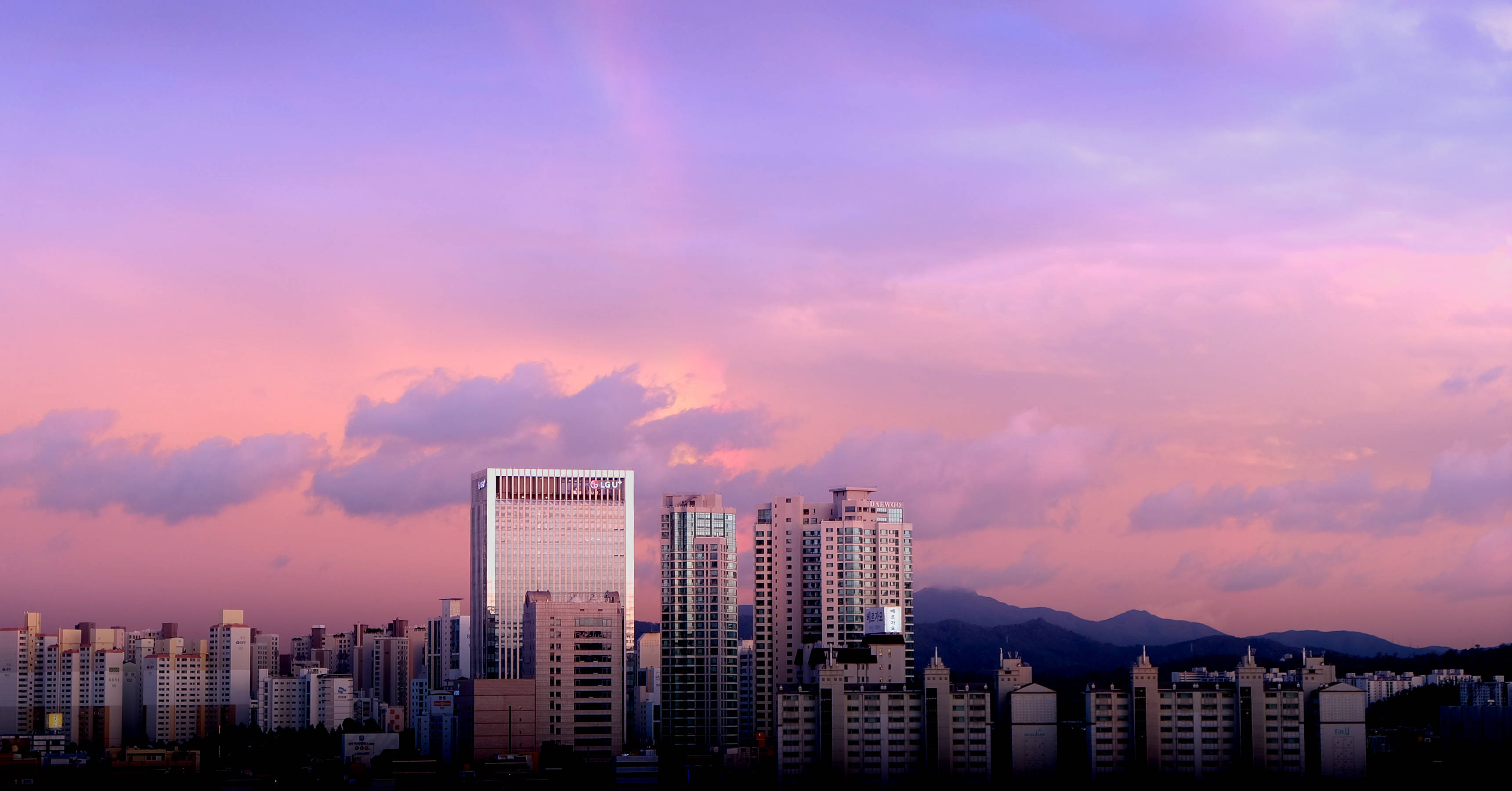 Seoul, skyline, sunset, 2K Desktop Wallpaper