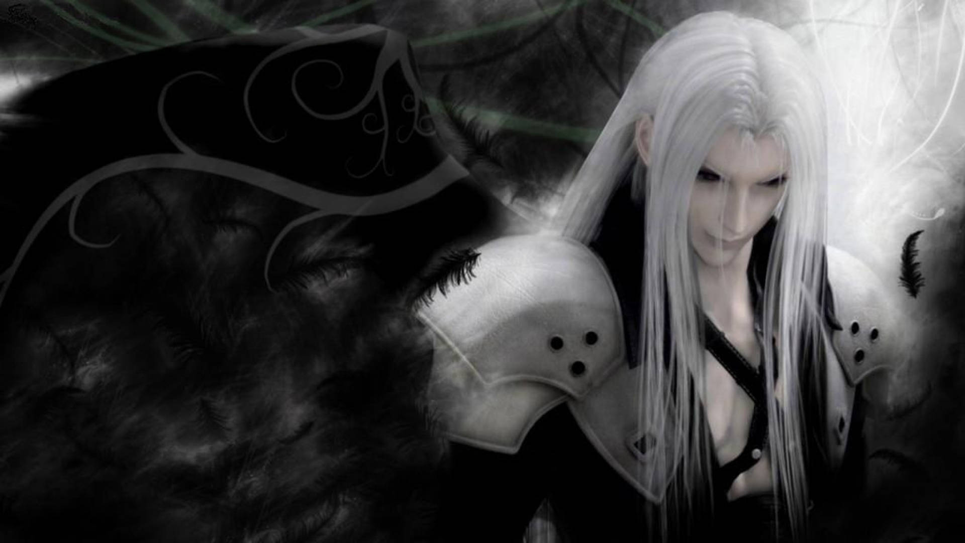 Sephiroth, pitch black eye, wings, Full HD Desktop Wallpaper