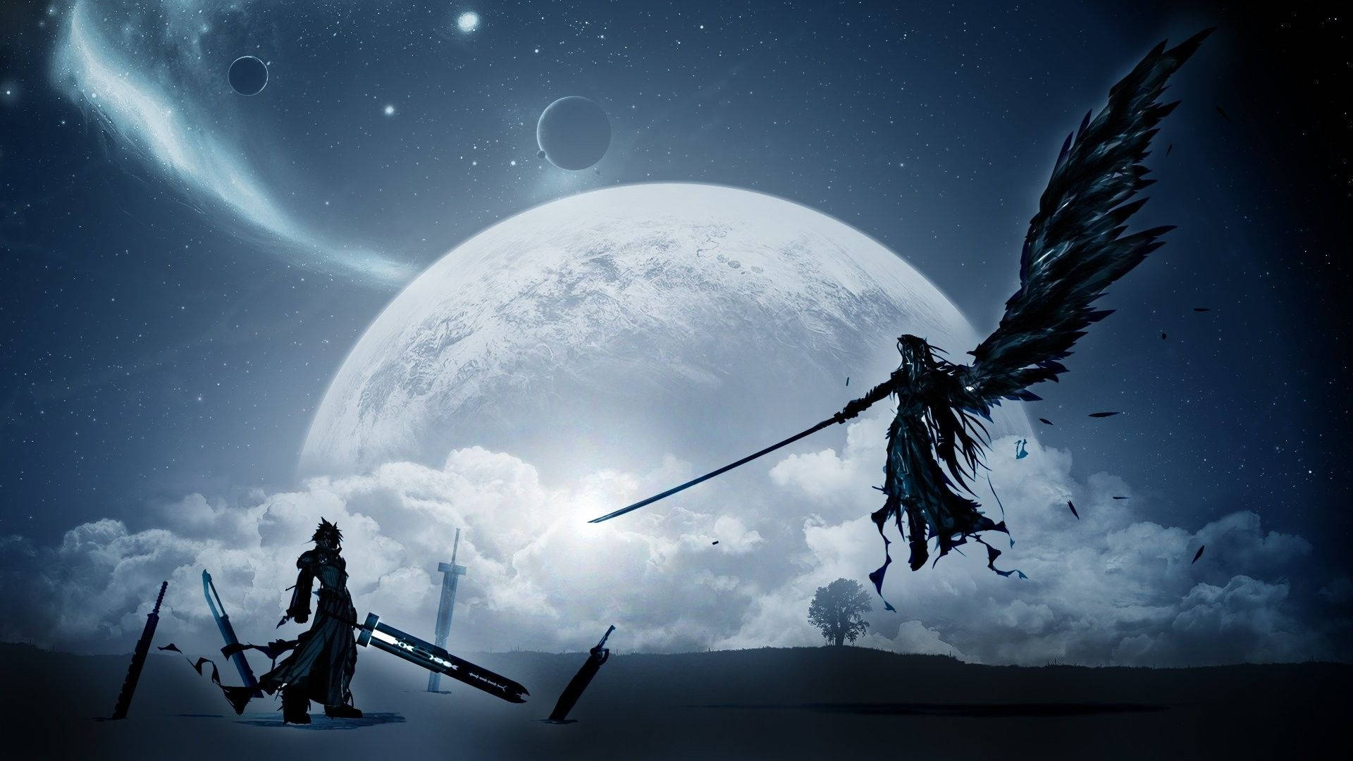 Sephiroth, dark silhouette, shadow, Full HD Desktop Wallpaper