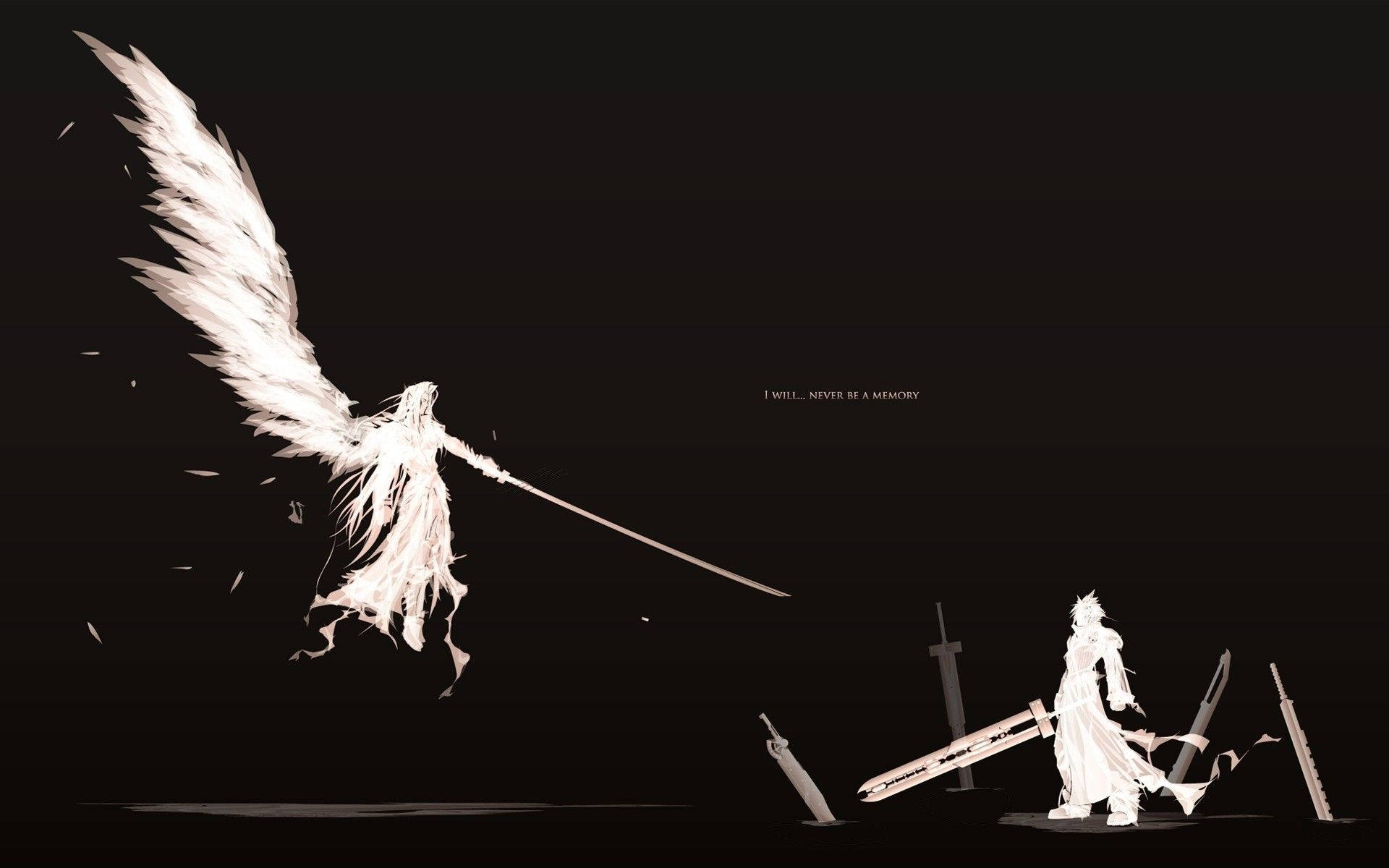 Sephiroth, white-winged angelic warrior, sword, Full HD Desktop Wallpaper