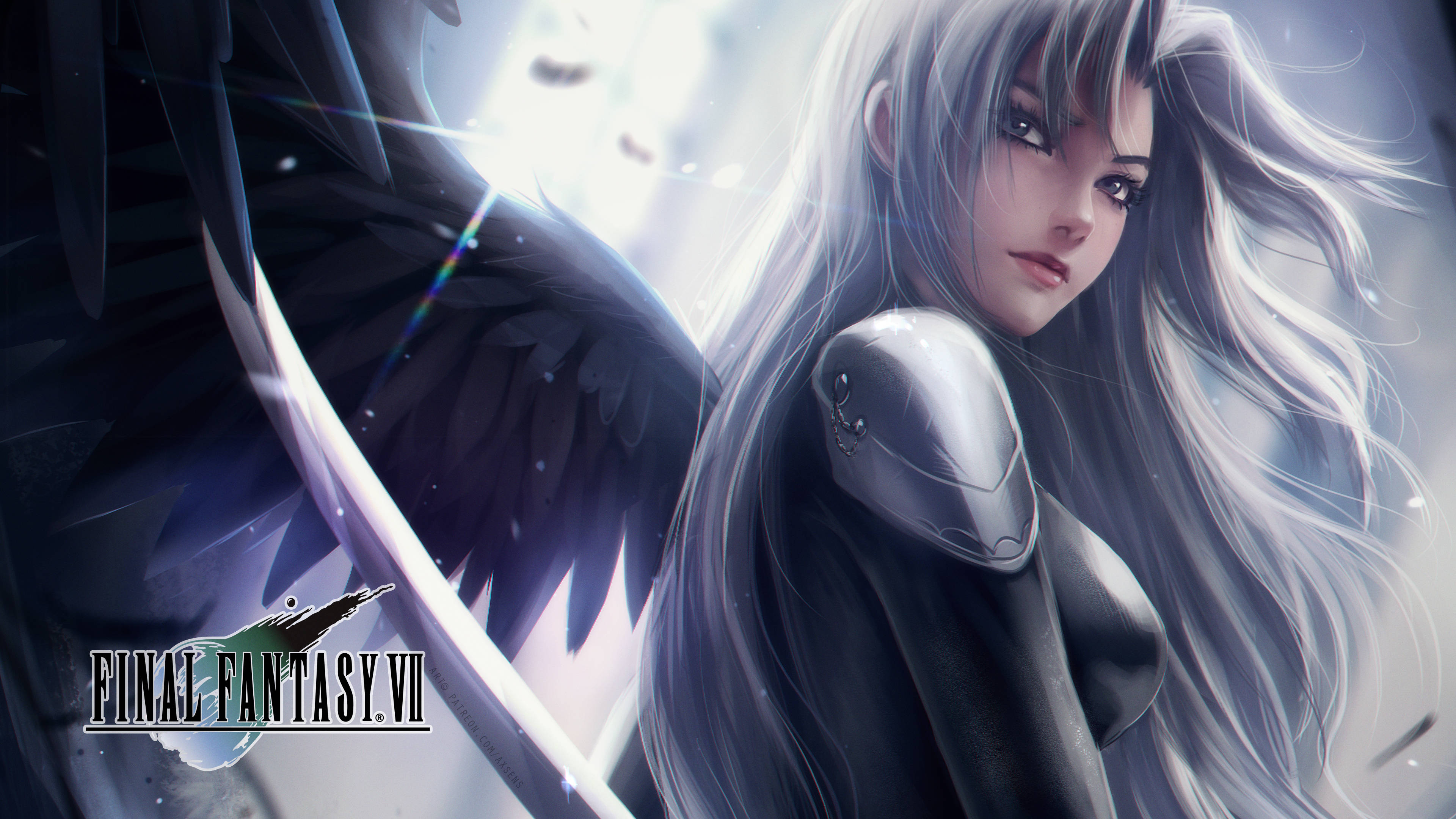 Sephiroth, silver-haired, anime angel, 4K Desktop Wallpaper