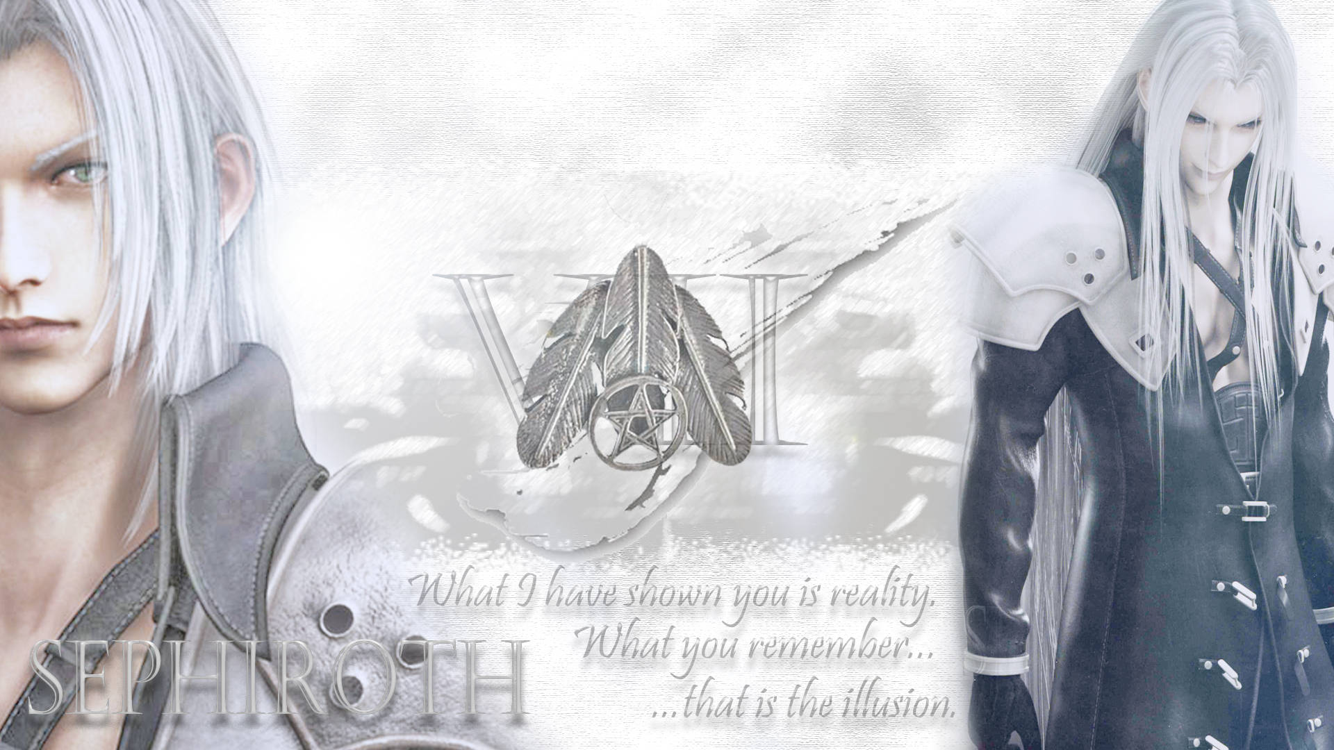 Sephiroth, three feathers, star, Full HD Desktop Wallpaper