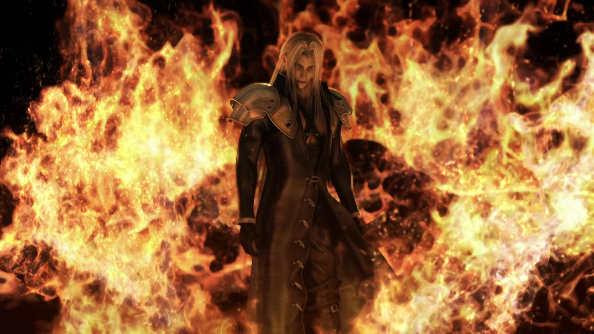 Sephiroth, blazing fire, armored warrior, Full HD Desktop Wallpaper