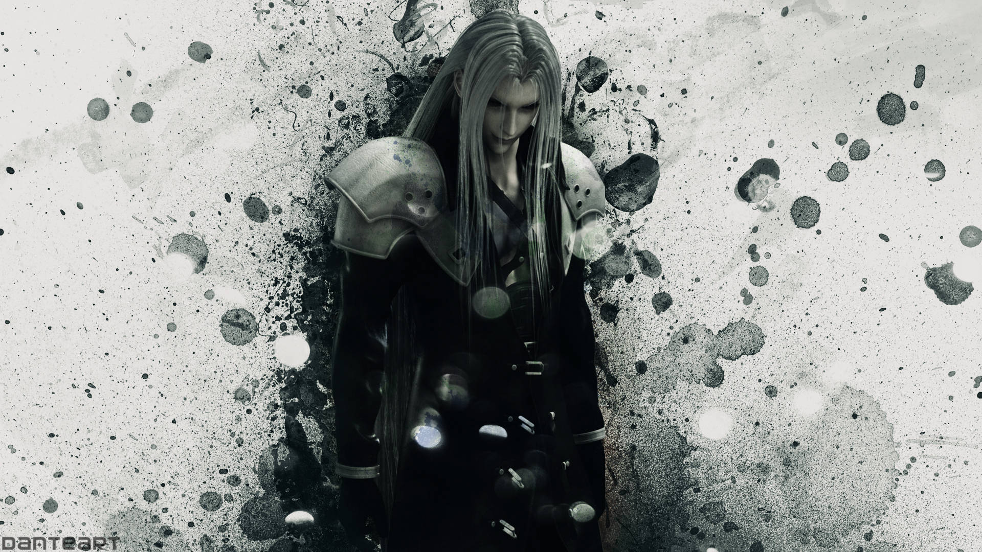 Sephiroth, silver-haired warrior, dark armor, Full HD Desktop Wallpaper