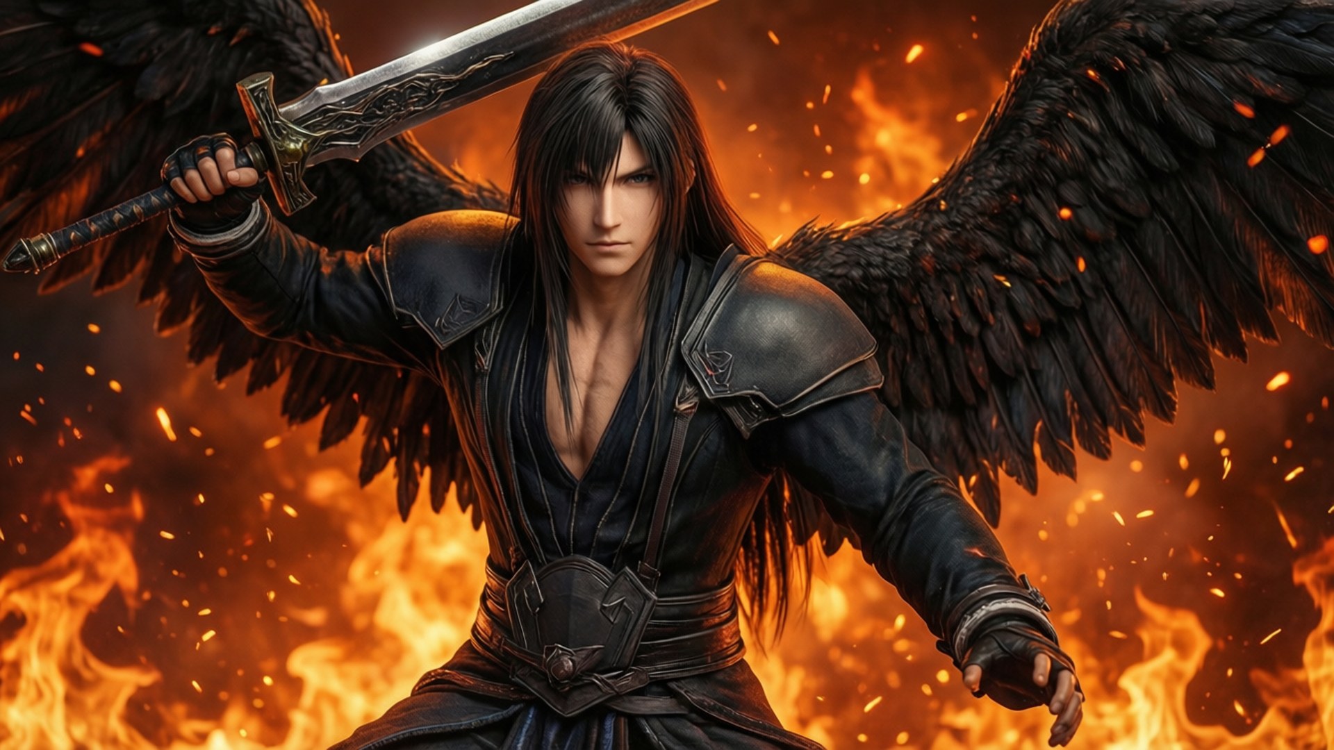 Sephiroth, inferno, wings, Full HD Desktop Wallpaper
