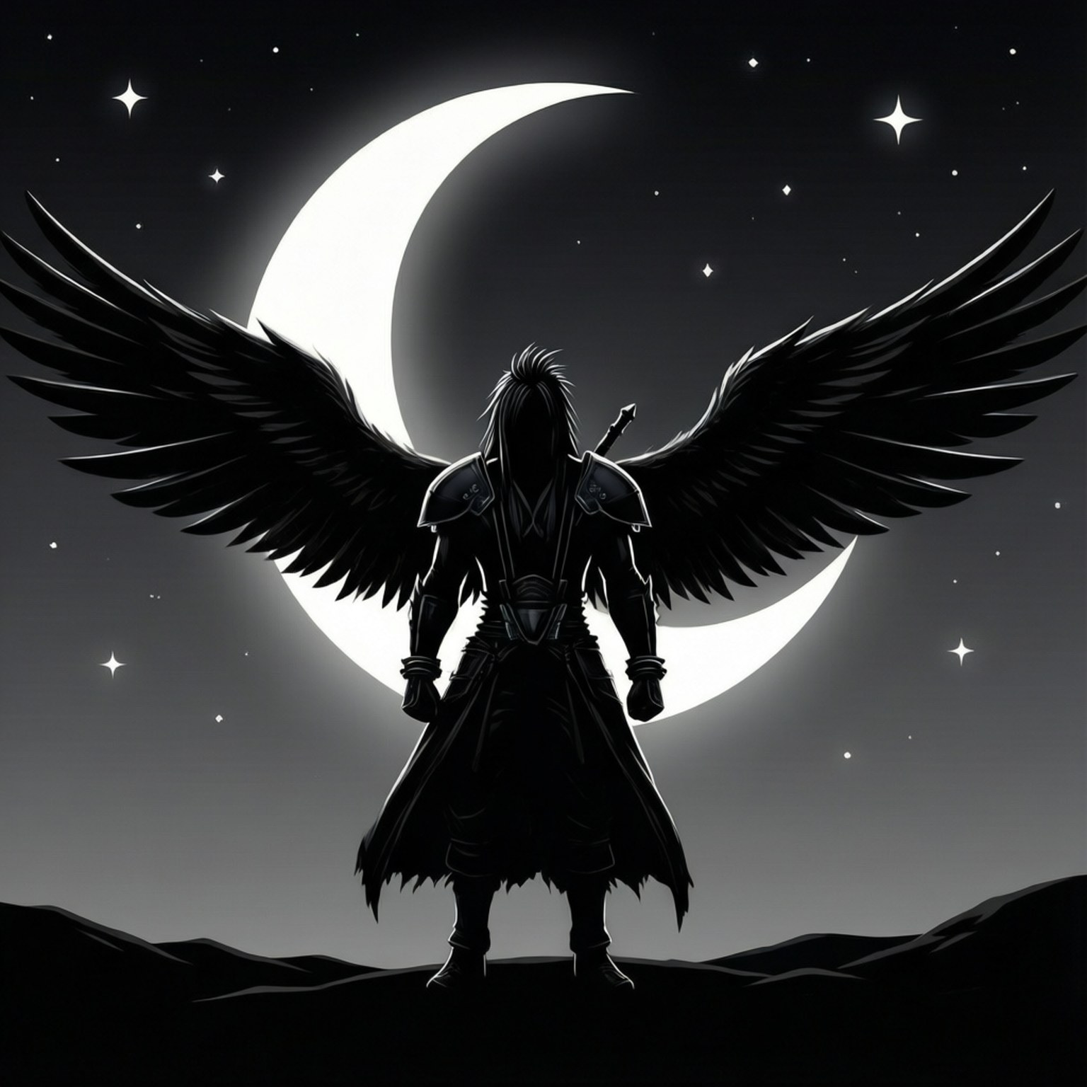 Sephiroth, moon, crescent moon, HD Desktop Wallpaper