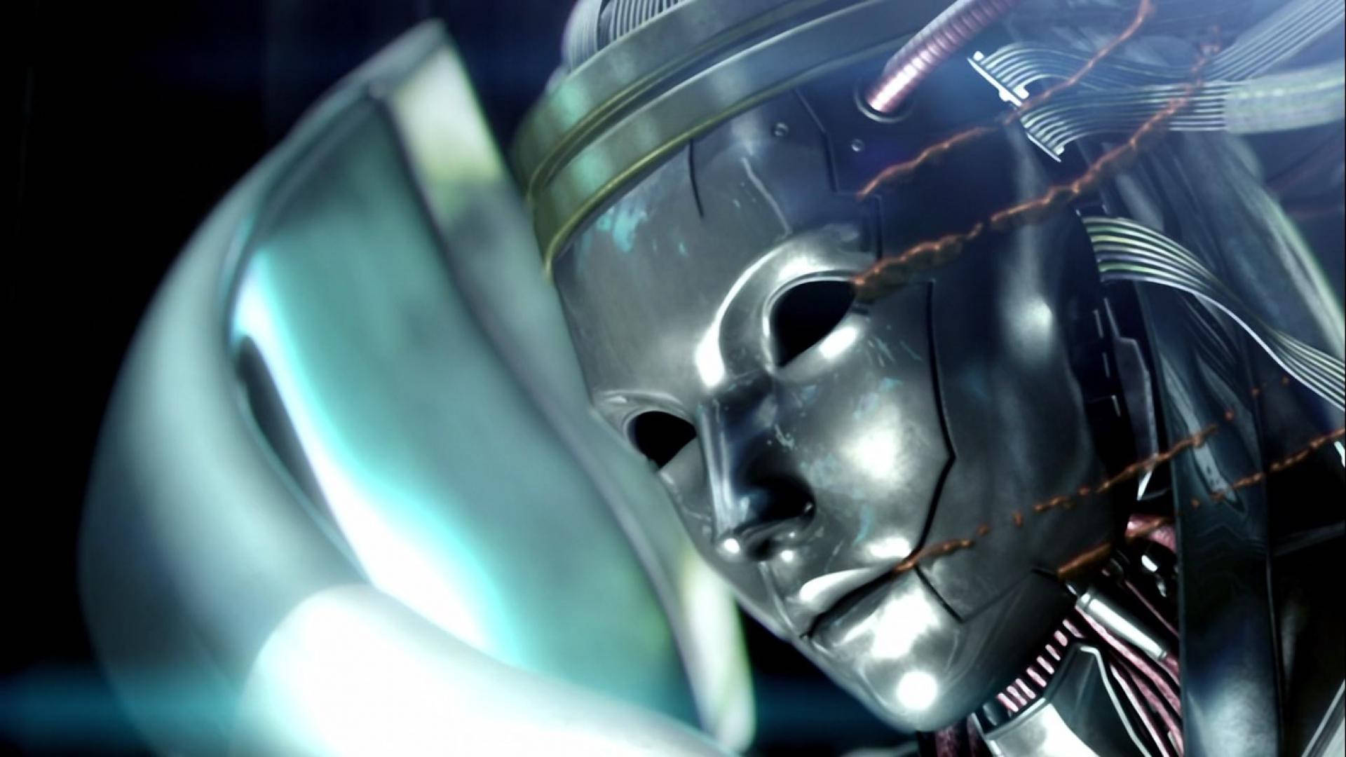 Sephiroth, metal mask, glowing wires, Full HD Desktop Wallpaper