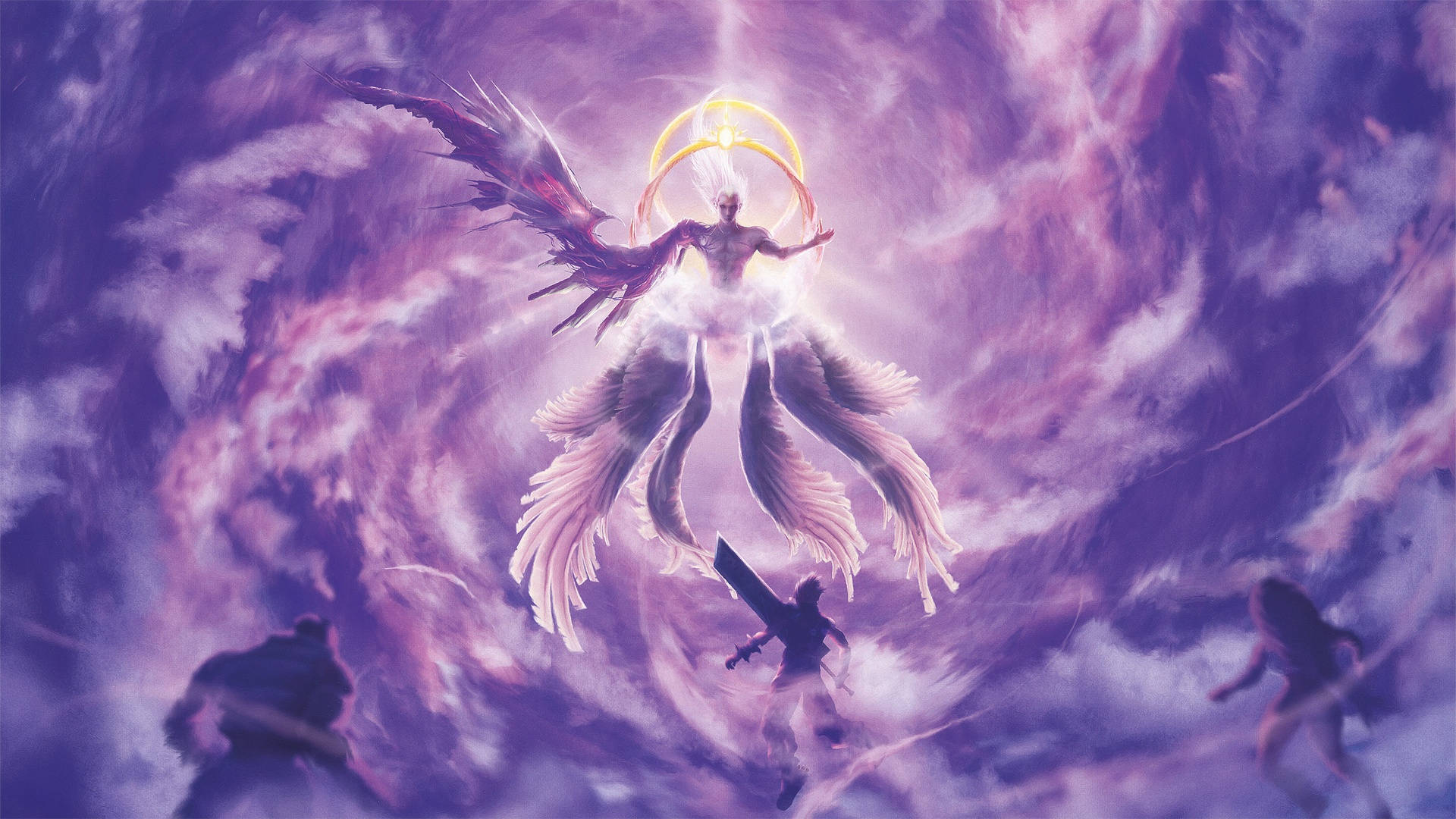 Sephiroth, alternate form, glowing wings, Full HD Desktop Wallpaper