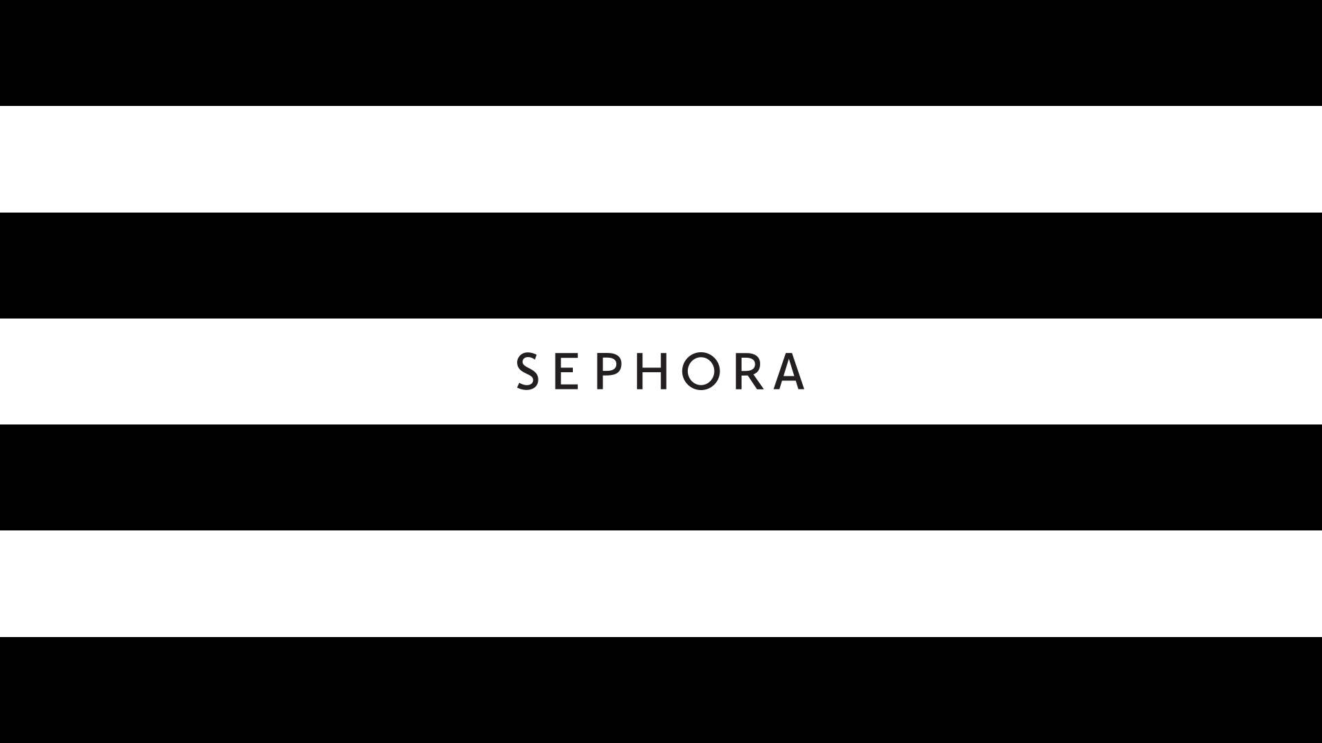 Sephora, black and white horizontal stripes, clean sans-serif font, Full HD Desktop Wallpaper