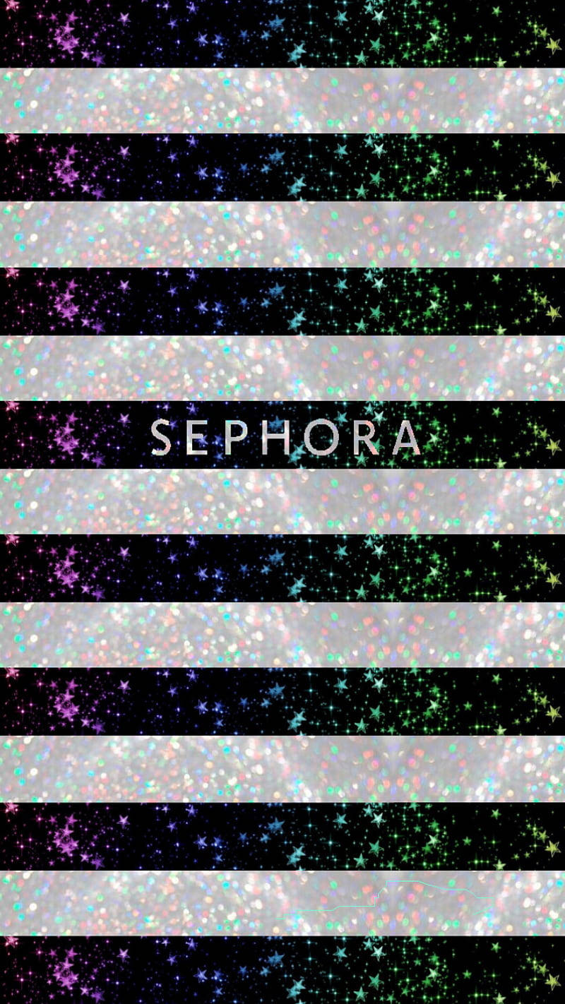 Sephora, black and silver stripes, colorful glitter stars, HD Phone Wallpaper