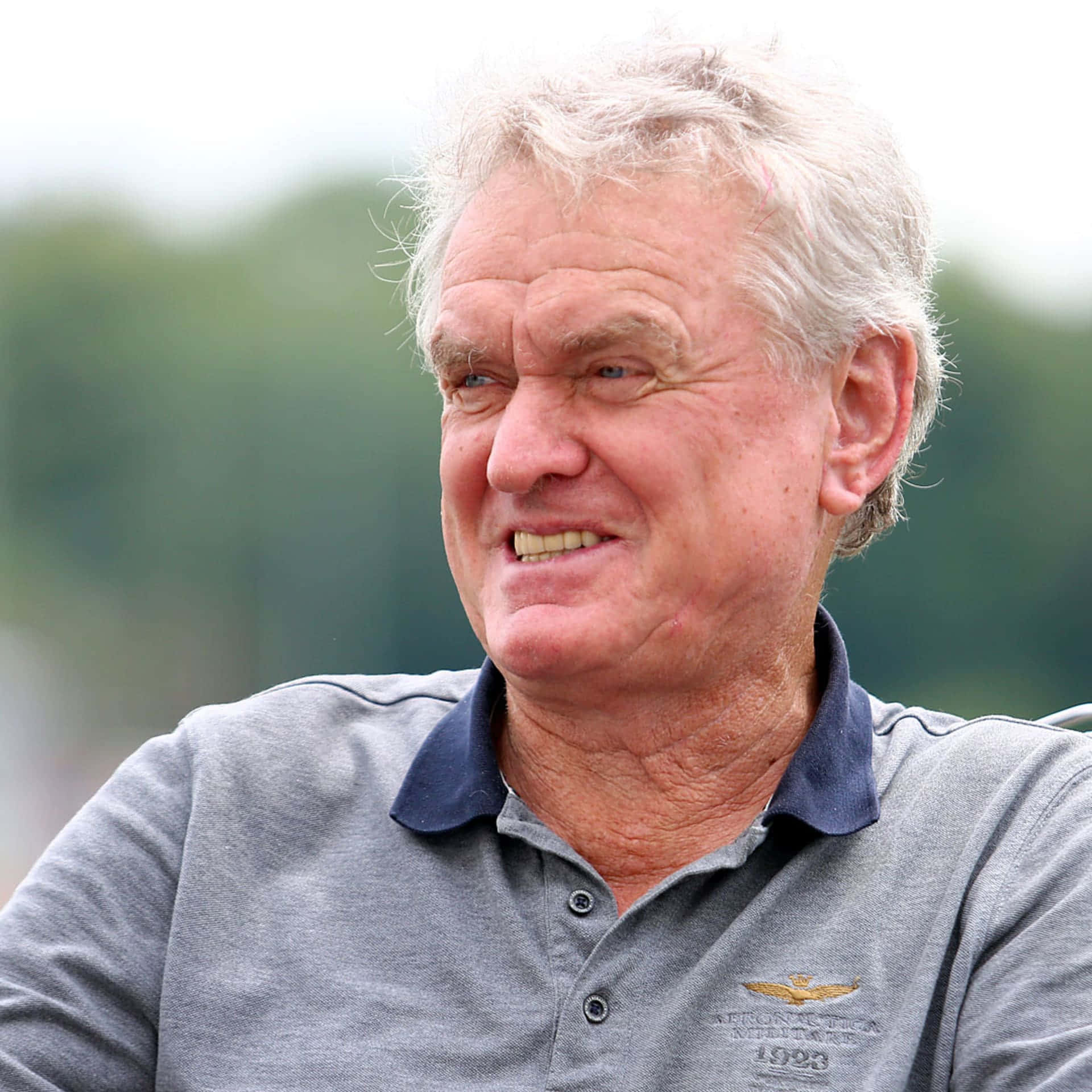 Sepp Maier, white hair, grey polo shirt, Full HD Desktop Wallpaper