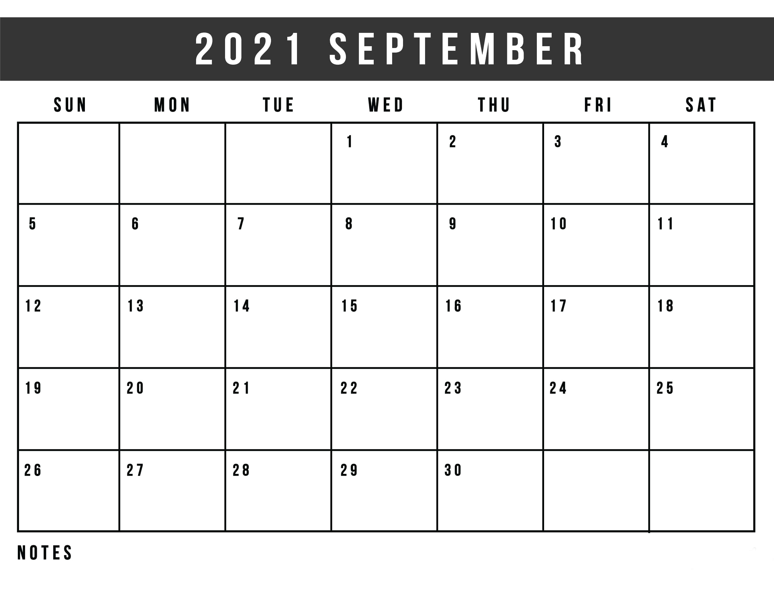 2021 September calendar, black grid lines, white background, 2K Desktop Wallpaper