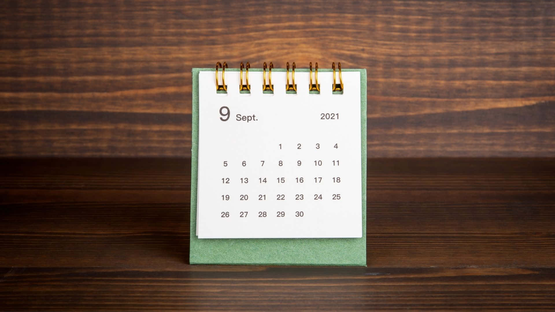 September 9 2021, green desk calendar, dark wood surface, Full HD Desktop Wallpaper