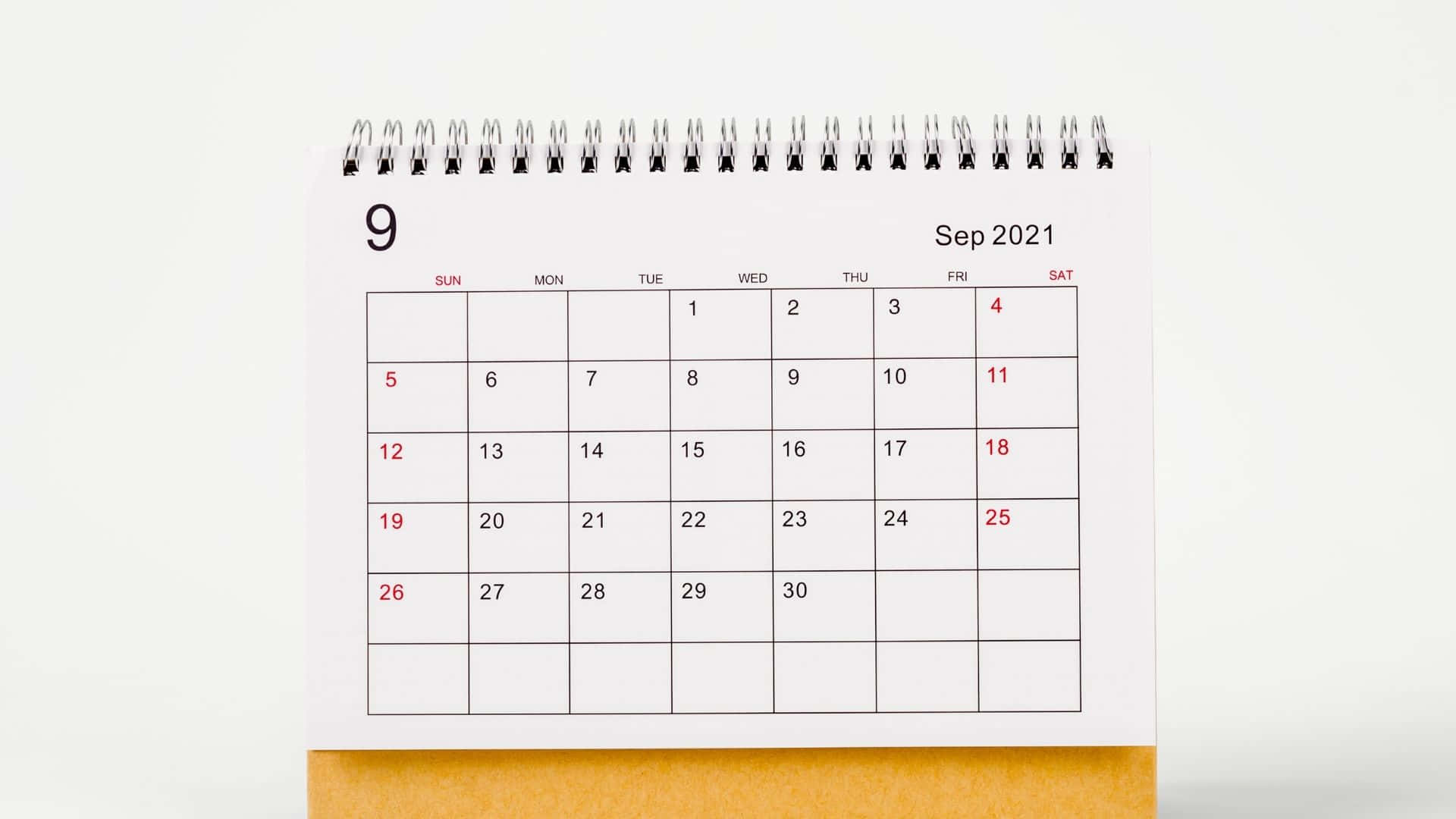 September 2021 Calendar, yellow background, minimalist desk calendar, Full HD Desktop Wallpaper