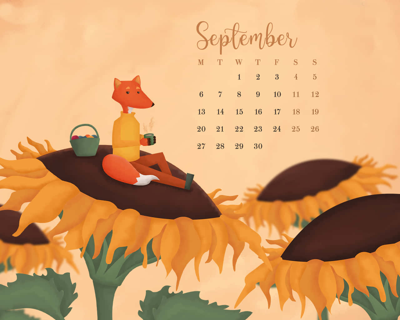 September 2021 Calendar, fox, yellow sweater, HD Desktop Wallpaper